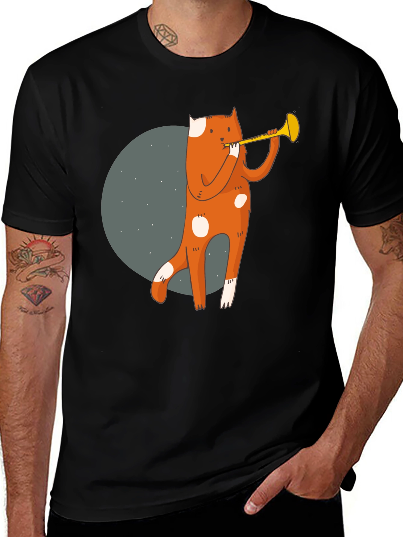 Variant 21 of Trumpet Cat Graphic T-Shirt - Unique Design!