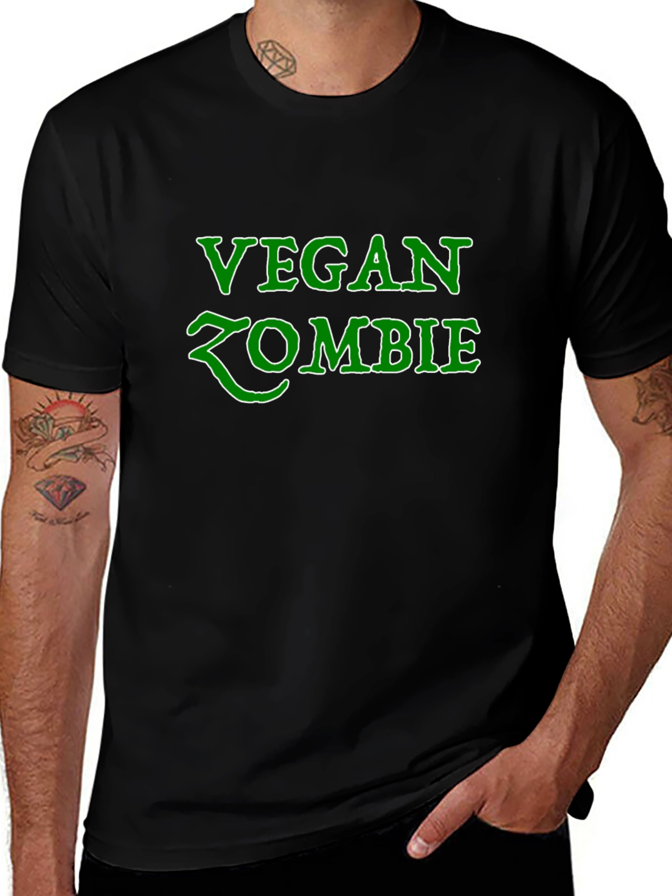 Variant 19 of Vegan Zombie Black Graphic Tee