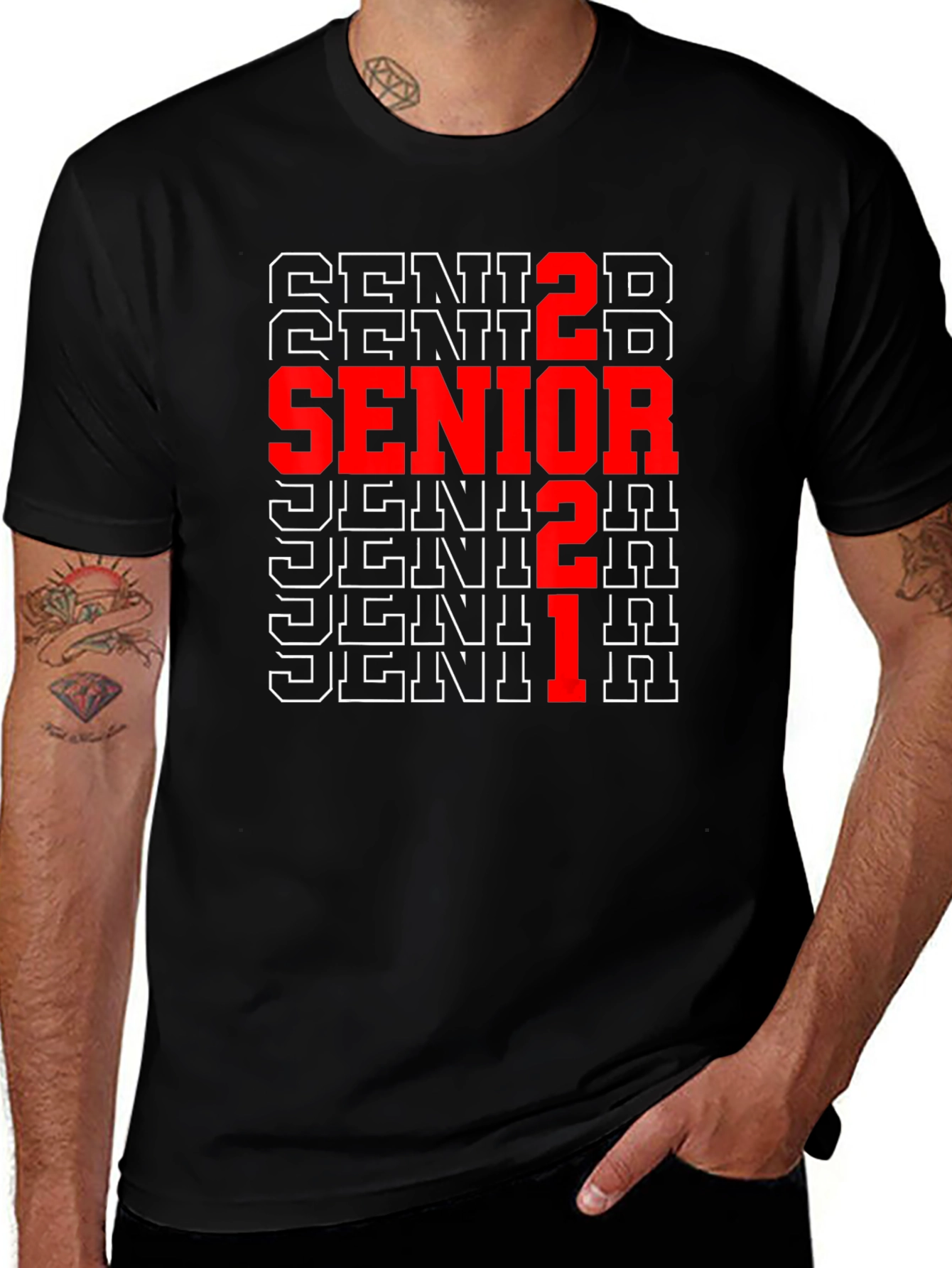 Variant 30 of Senior 2021 T-Shirt Black Crew Neck Graphic Tee