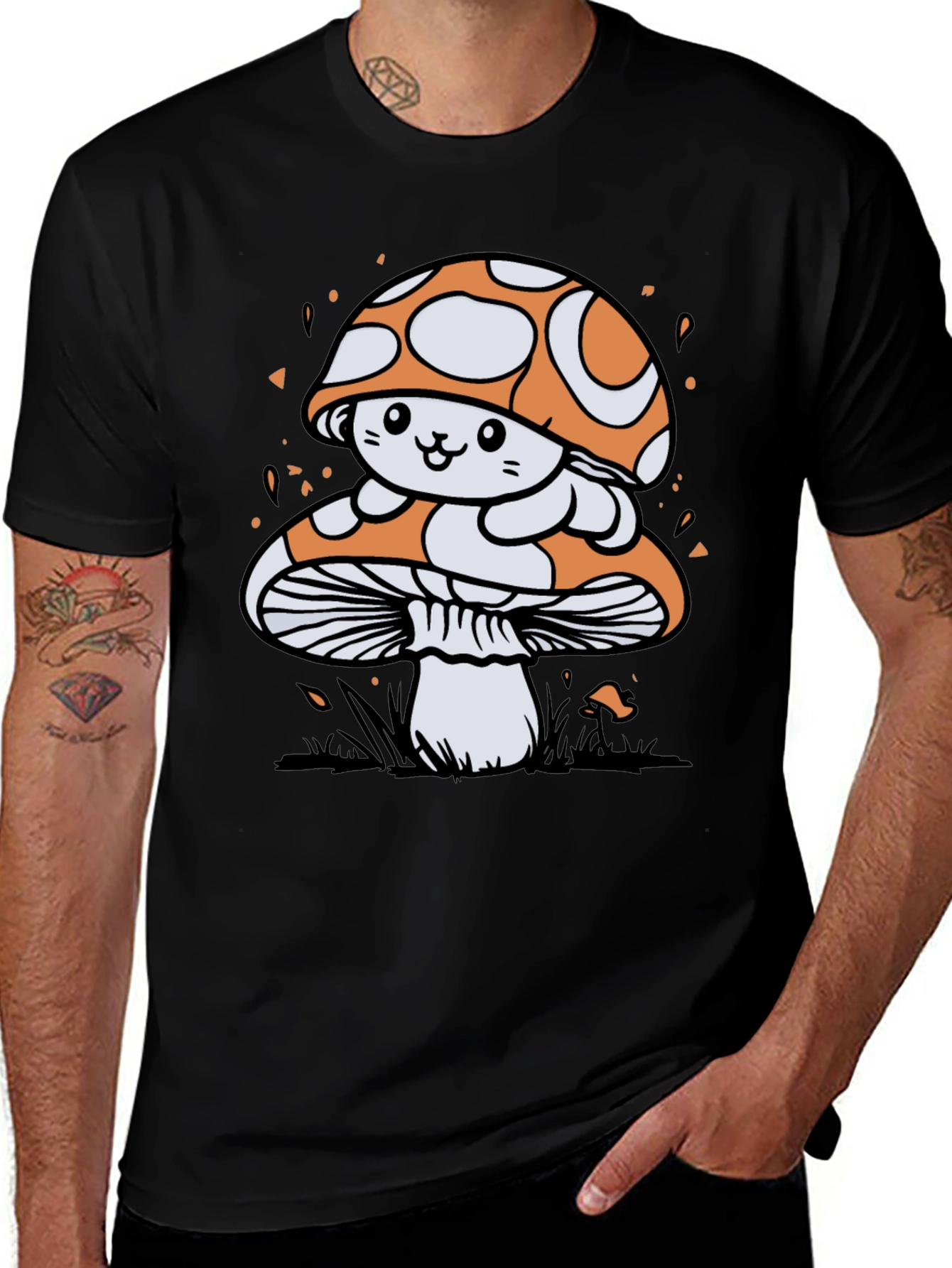 Variant 14 of Cute Mushroom Cat T-Shirt - Unique Graphic Tee