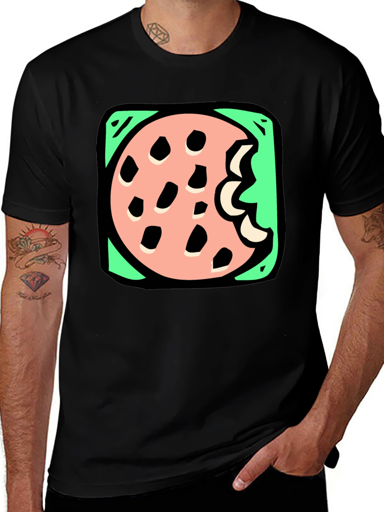 Variant 3 of Cookie Bite Graphic Tee - Black Cotton T-Shirt