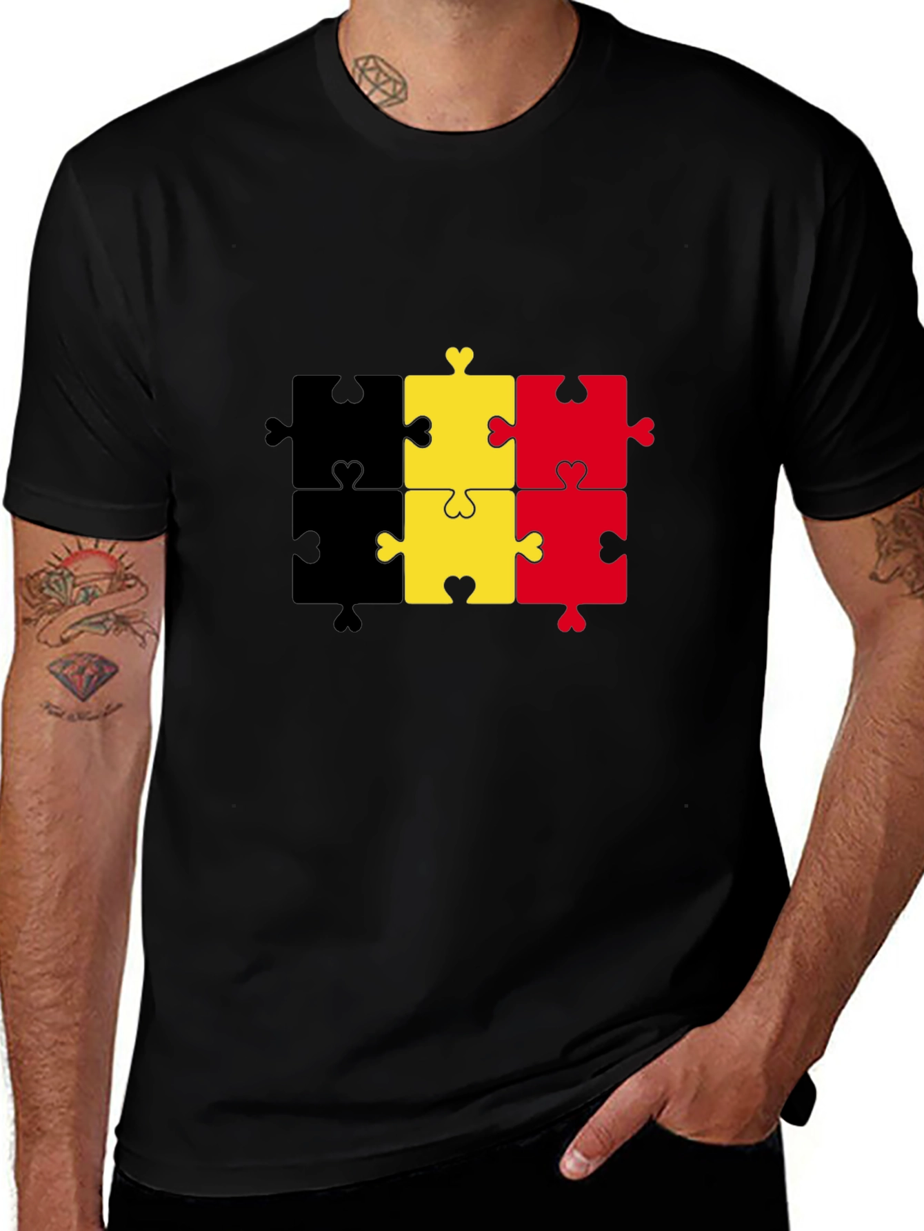 Variant 28 of Belgium Flag Puzzle Piece T-Shirt - Unisex