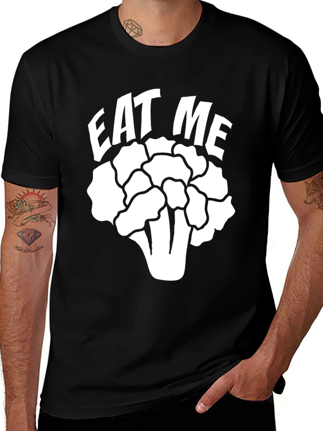 Eat Me Broccoli T-Shirt - Black, Fun, and Vegan!