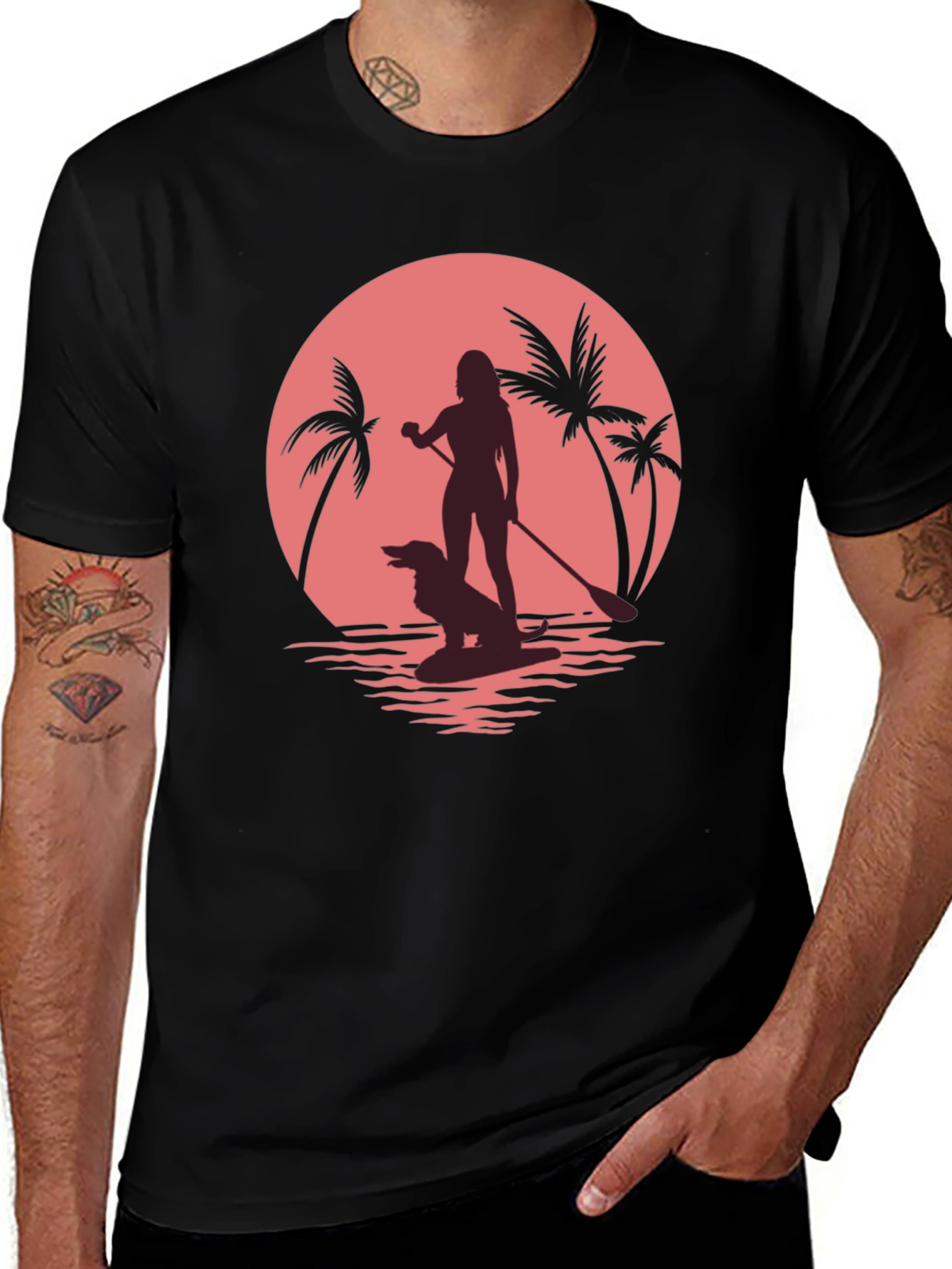 Variant 21 of Paddle Board Dog T-Shirt - Summer Beach Vibes