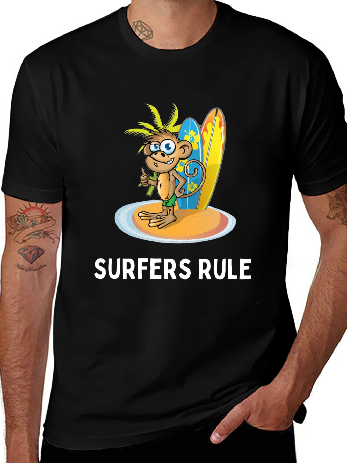 Variant 20 of Surfer Monkey T-Shirt - Surfers Rule Design