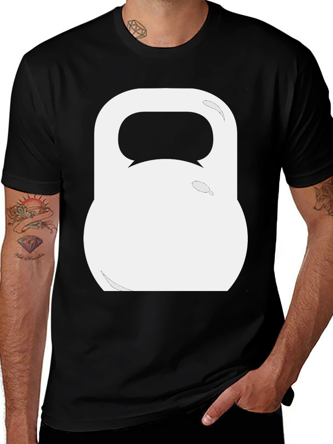 Variant 3 of Kettlebell Graphic Tee - Black Cotton Gym Shirt