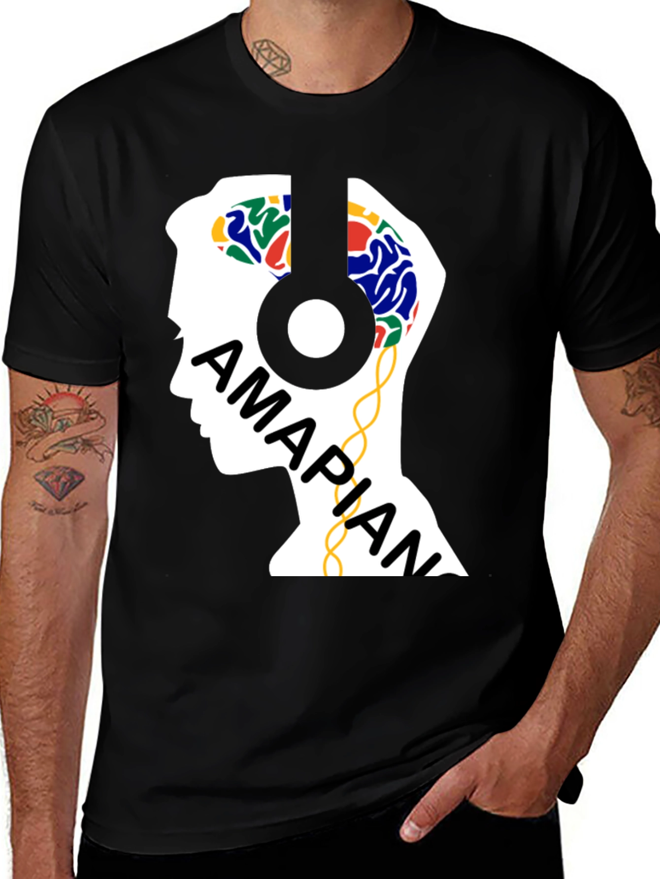 Amapiano Headphone Brain T-Shirt - Music Lover Tee