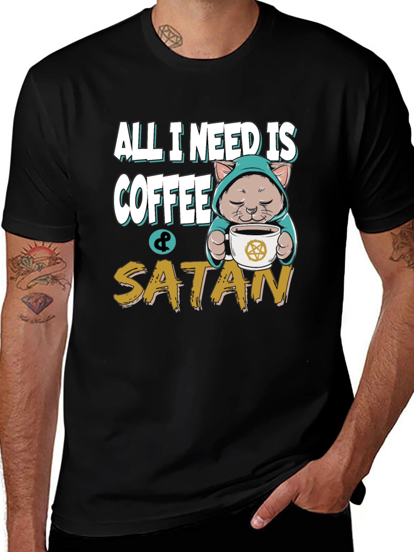 Variant 7 of All I Need is Coffee & Satan Graphic T-Shirt