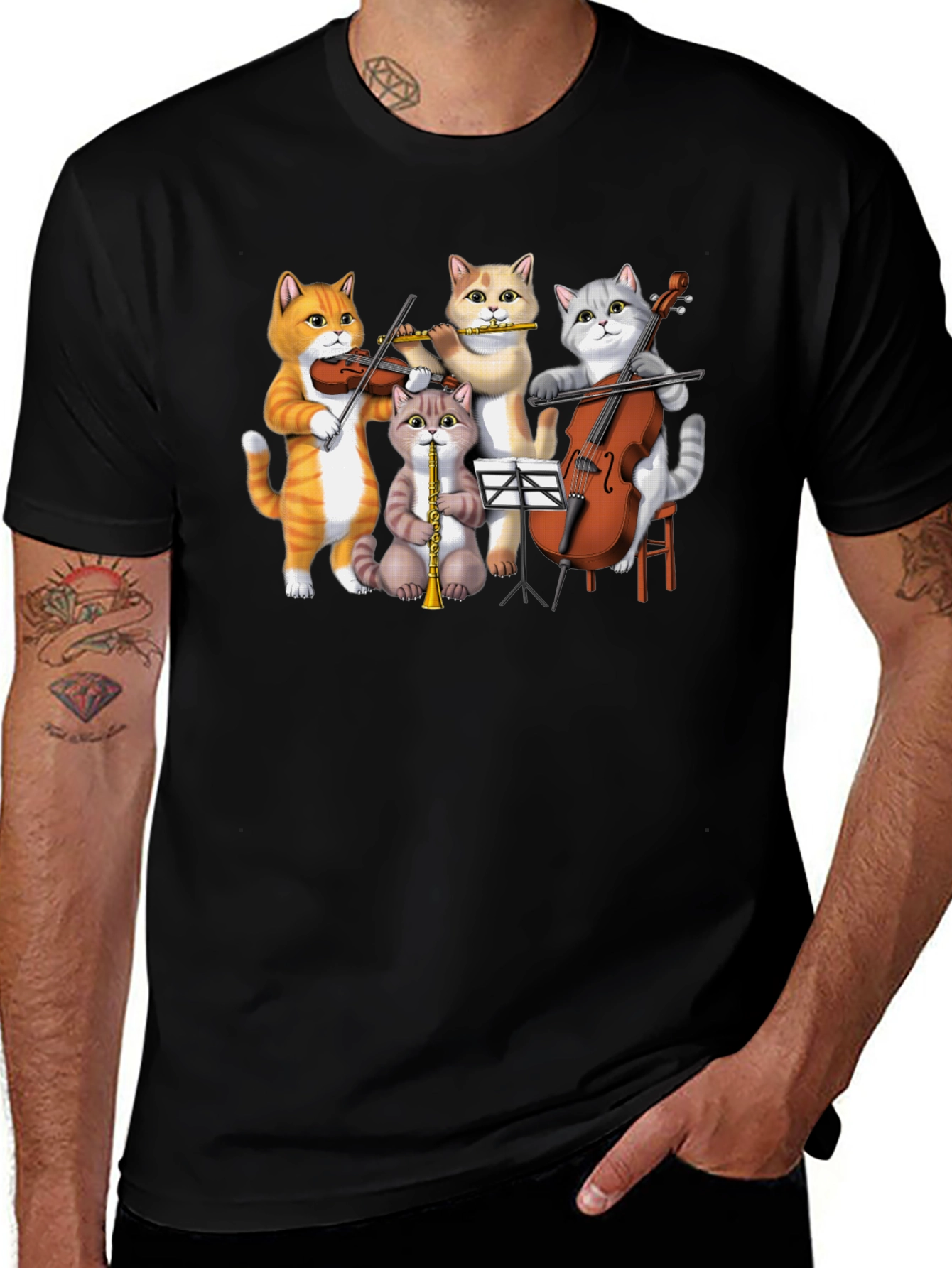 Variant 20 of Cat Orchestra T-Shirt: Musical Felines Tee