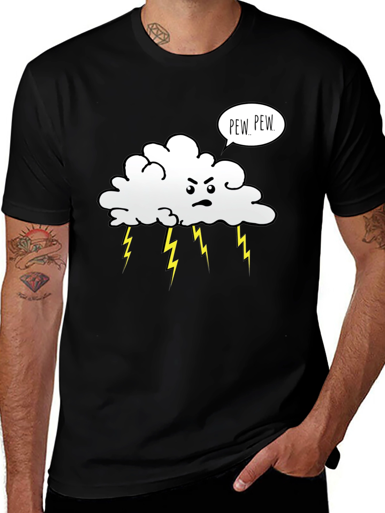 Variant 24 of Angry Cloud Pew Pew Black Graphic T-Shirt