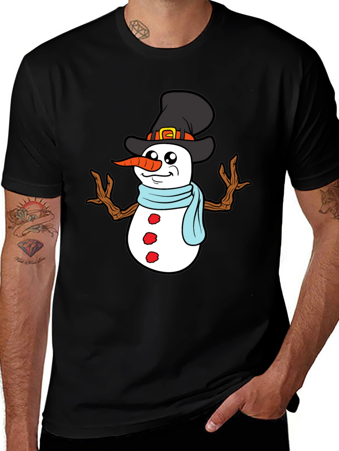 Variant 27 of Snowman Graphic Tee - Festive Winter Holiday Shirt