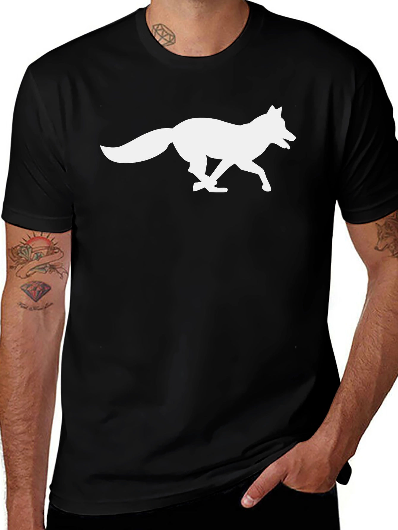 Variant 9 of Fox Graphic Tee - Black Cotton Blend Shirt