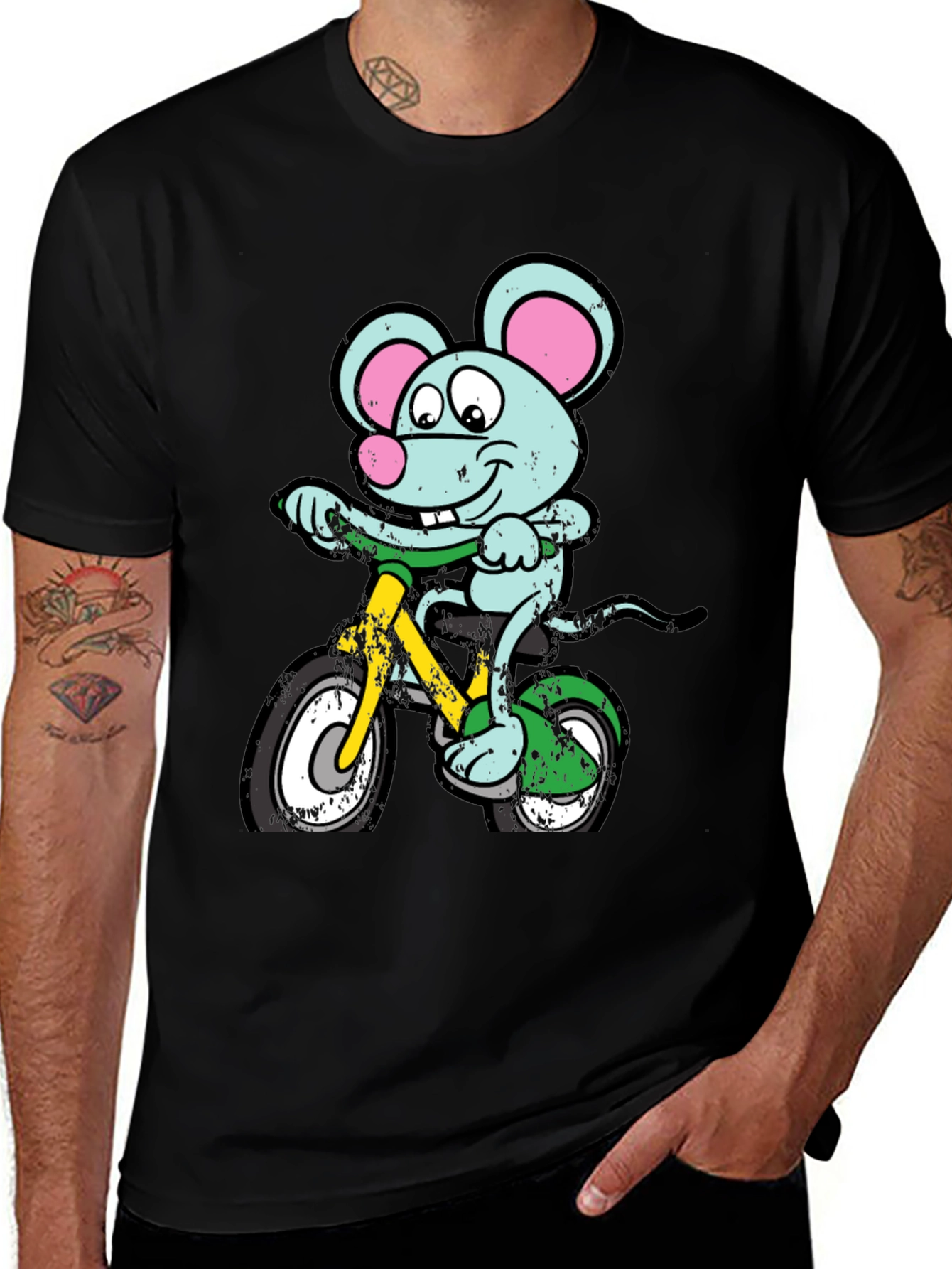 Variant 5 of Cartoon Mouse on Bike Graphic Tee