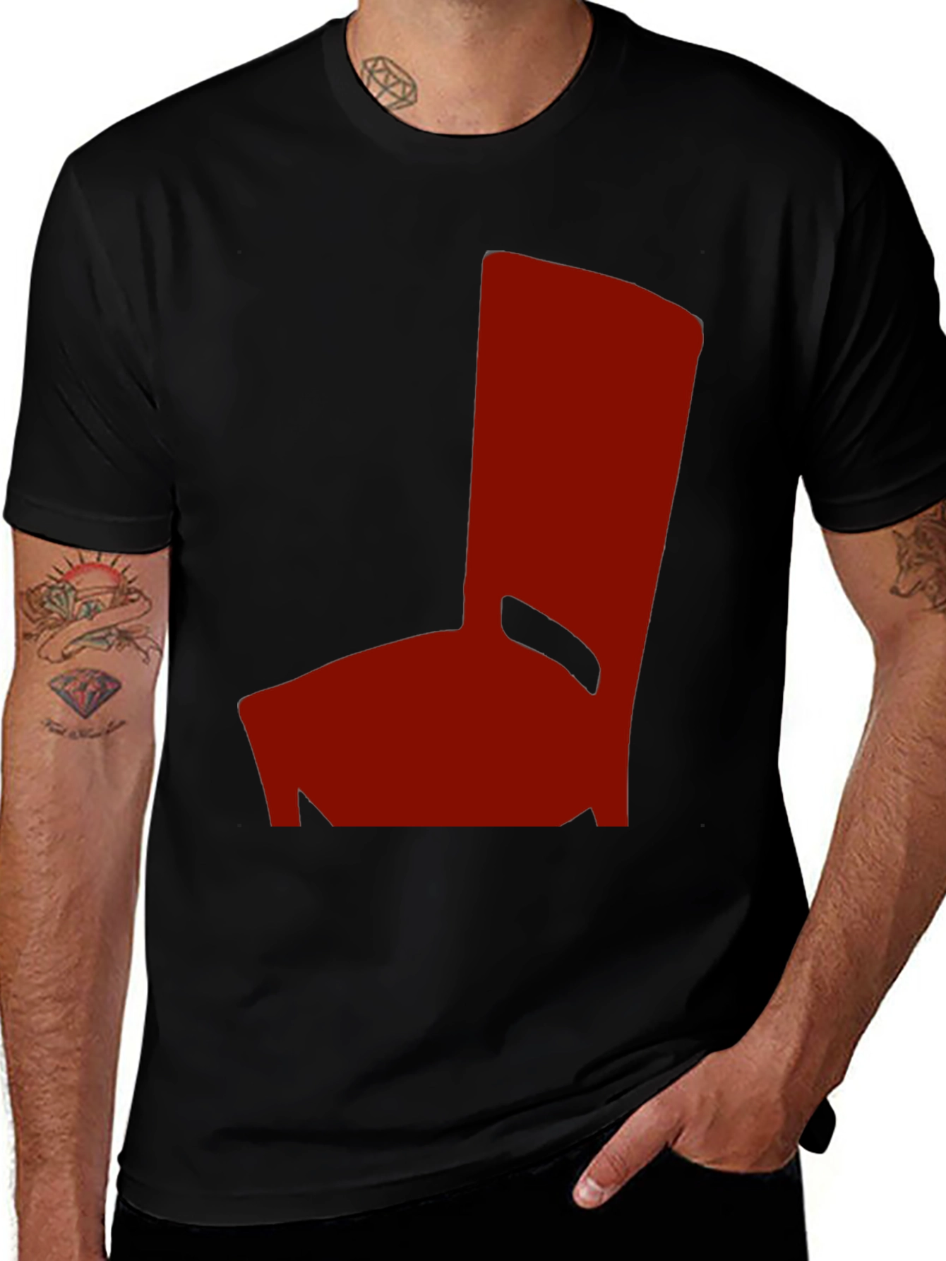 Variant 29 of Red Chair Graphic Black T-Shirt