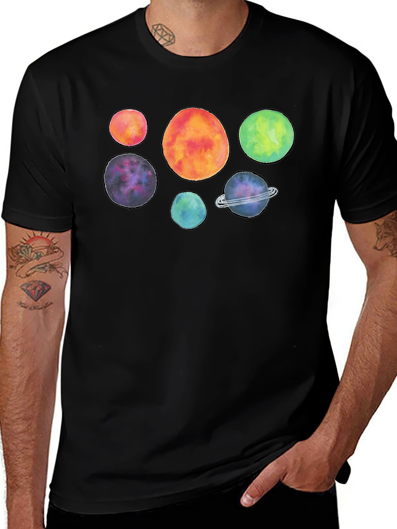 Variant 2 of Cosmic Watercolor Planet Graphic T-Shirt