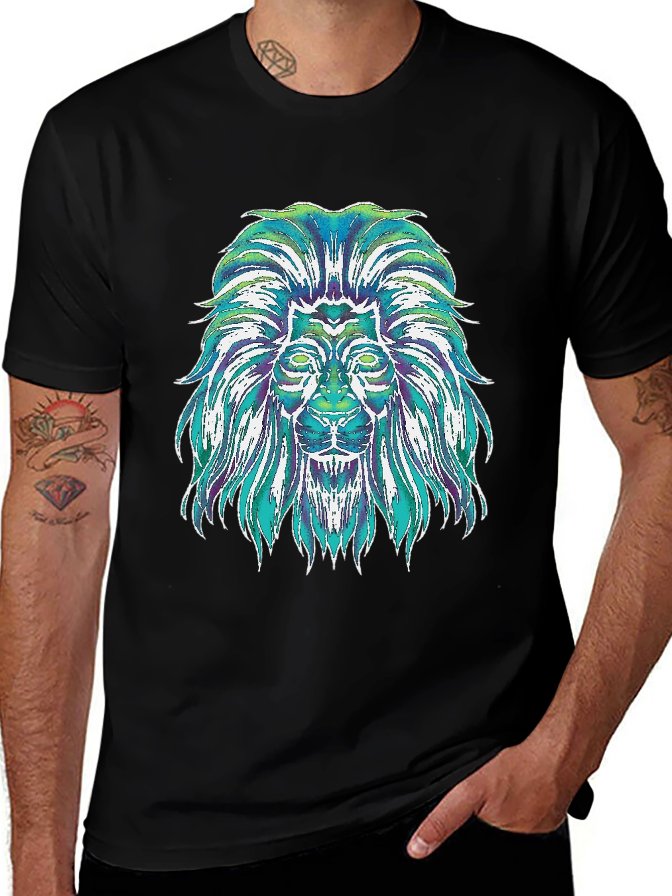 Variant 19 of Lion Graphic Tee - Men's Black T-Shirt
