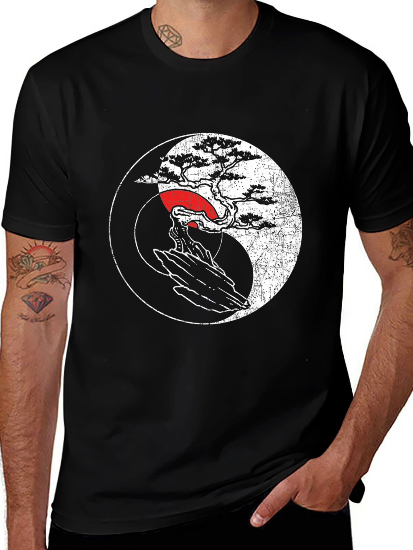 Variant 15 of Yin Yang Bonsai Tree Graphic Tee - Unisex