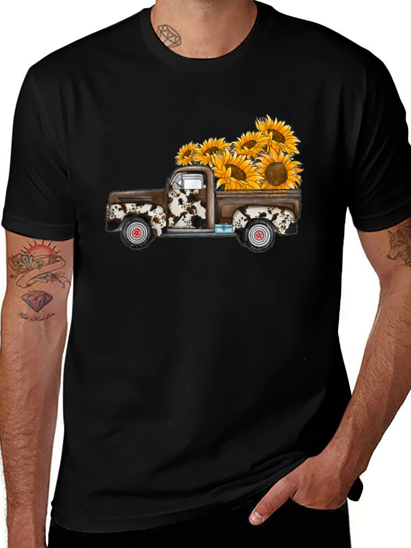 Variant 11 of Sunflower Truck Graphic Tee - Casual Comfort