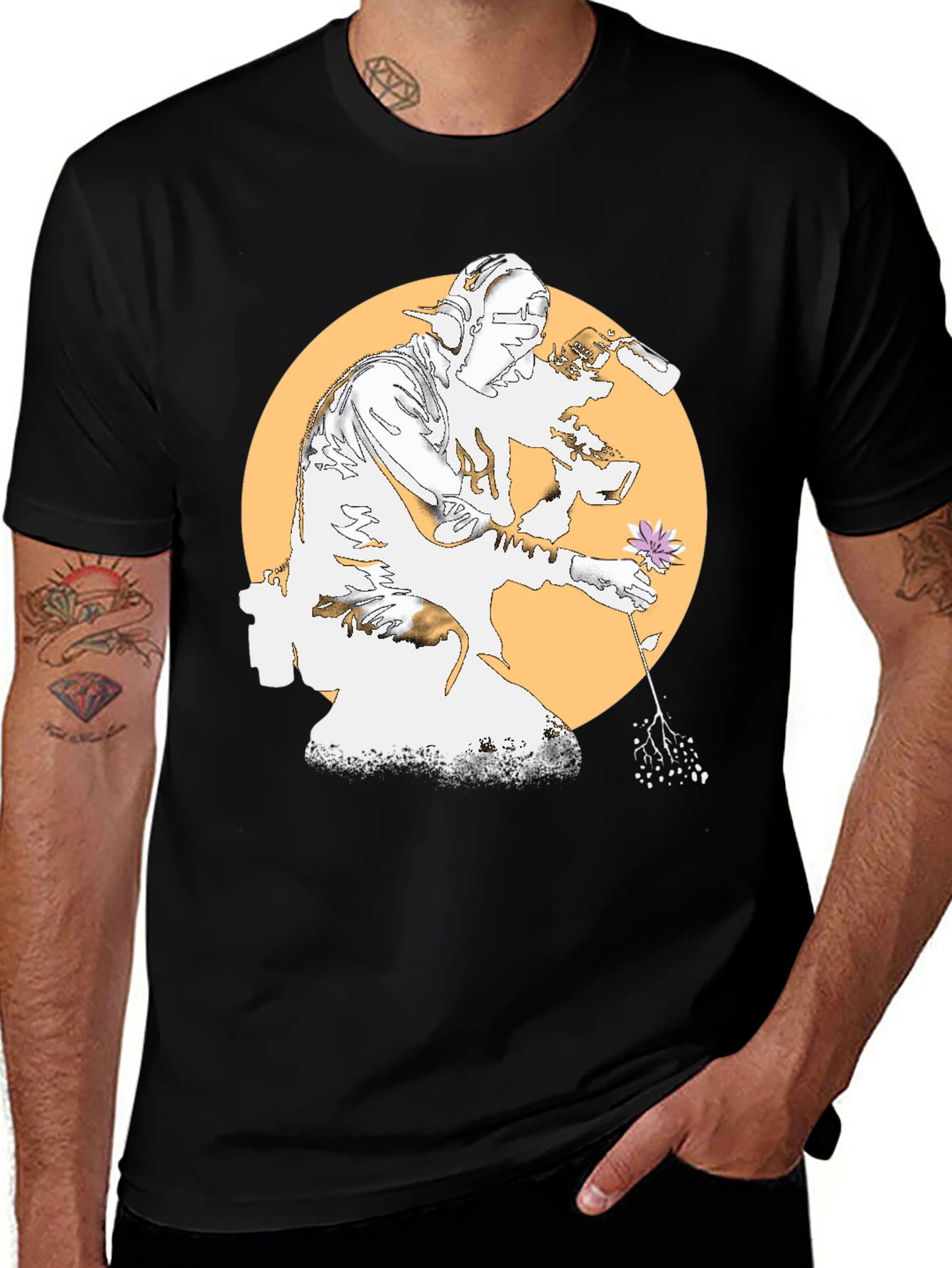 Variant 24 of Unique Graphic Tee - Flower and Artist Design