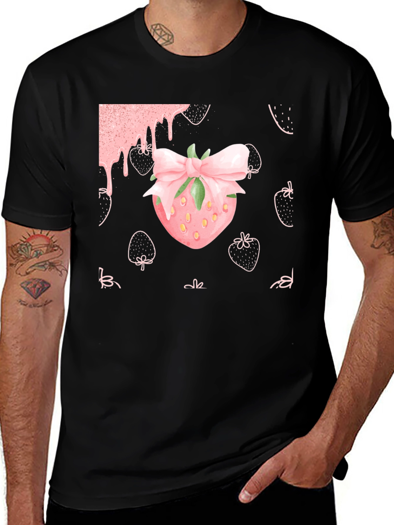 Variant 3 of Strawberry Bow T-Shirt - Cute Graphic Tee