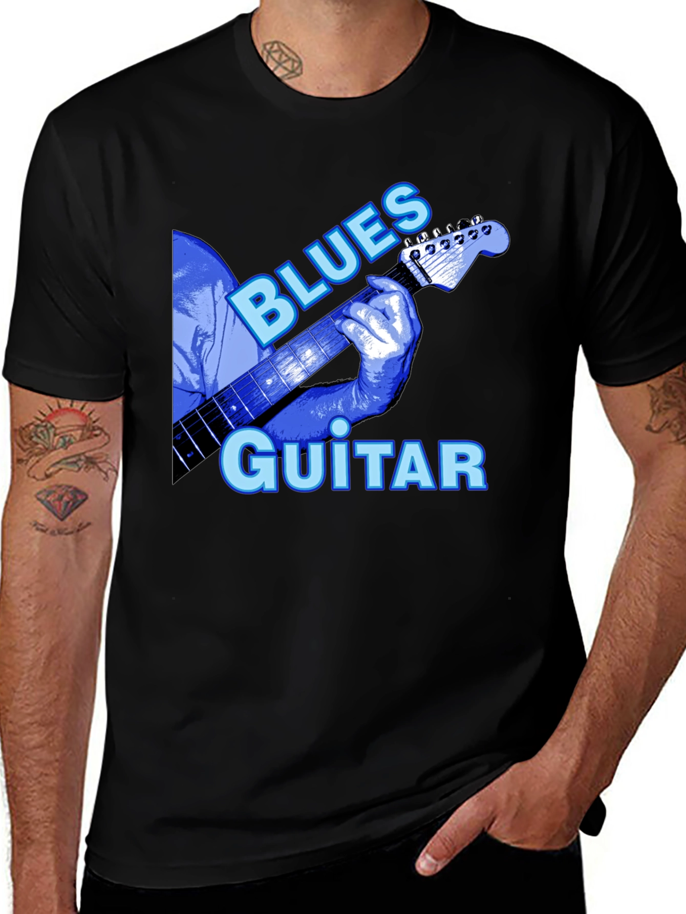 Variant 27 of Blues Guitar T-Shirt - Black