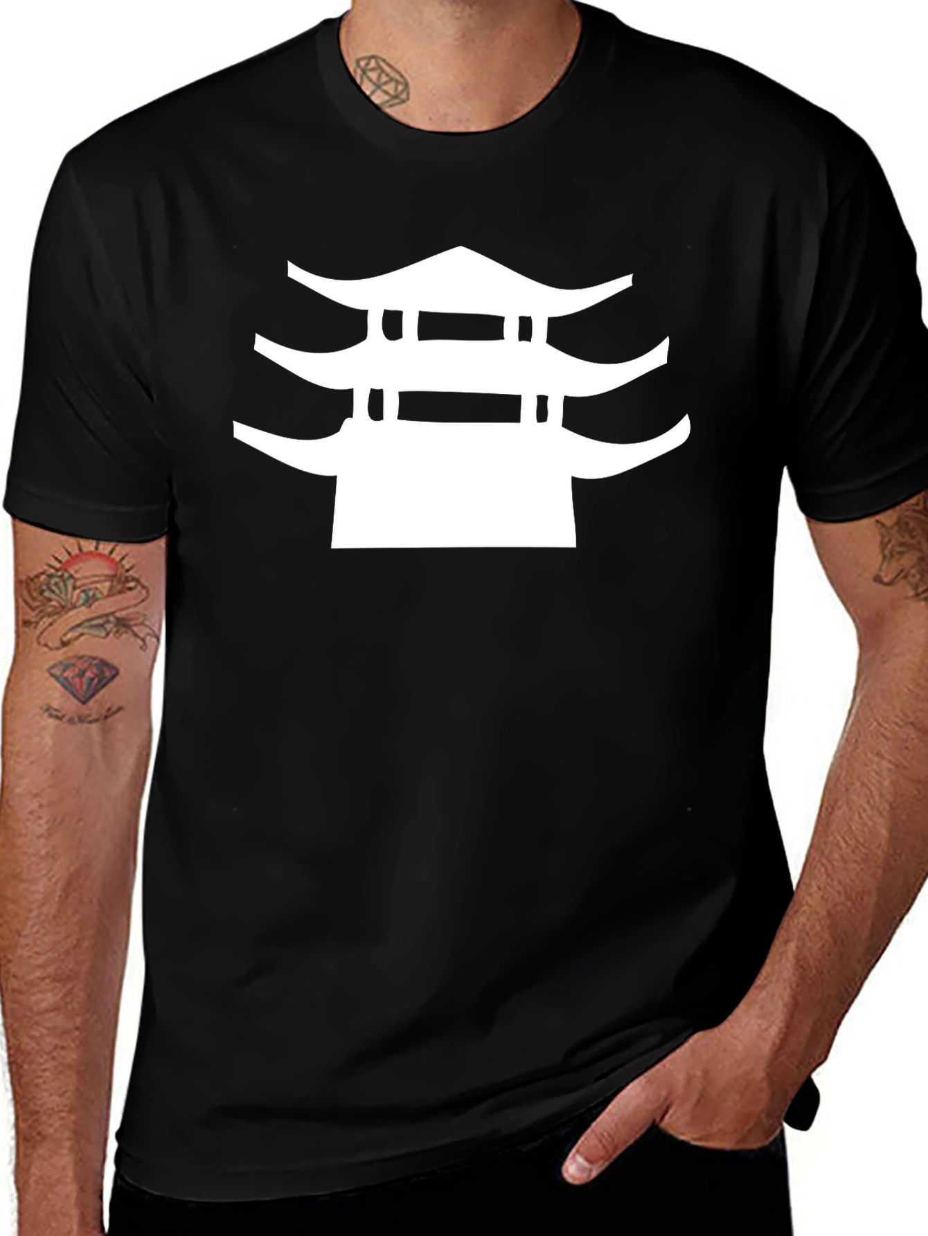Japanese Pagoda Black T-Shirt