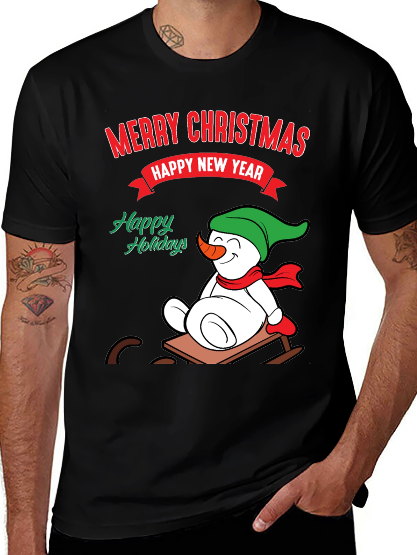 Variant 12 of Festive Holiday T-Shirt: Merry Christmas & Happy New Year