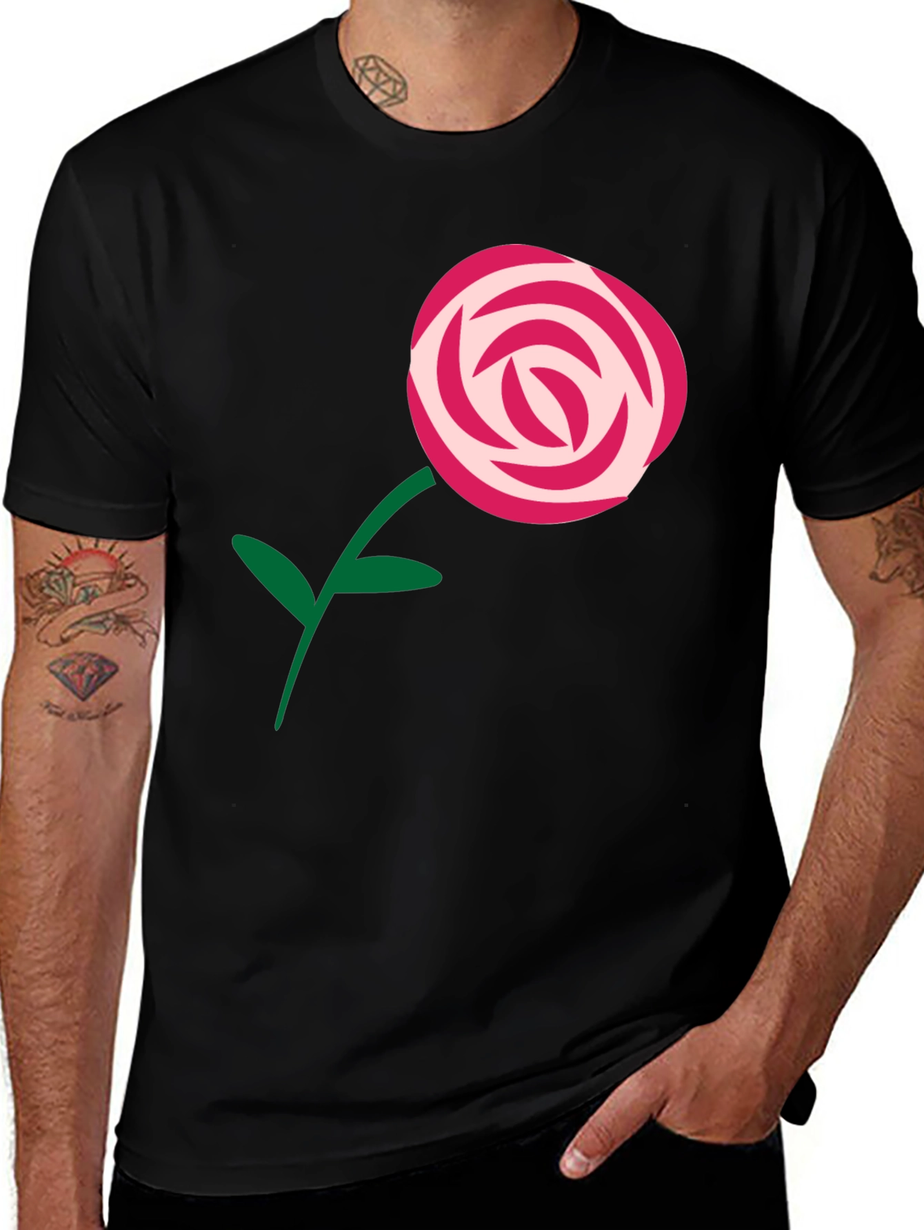 Variant 12 of Rose Graphic Black T-Shirt - Modern Casual Tee