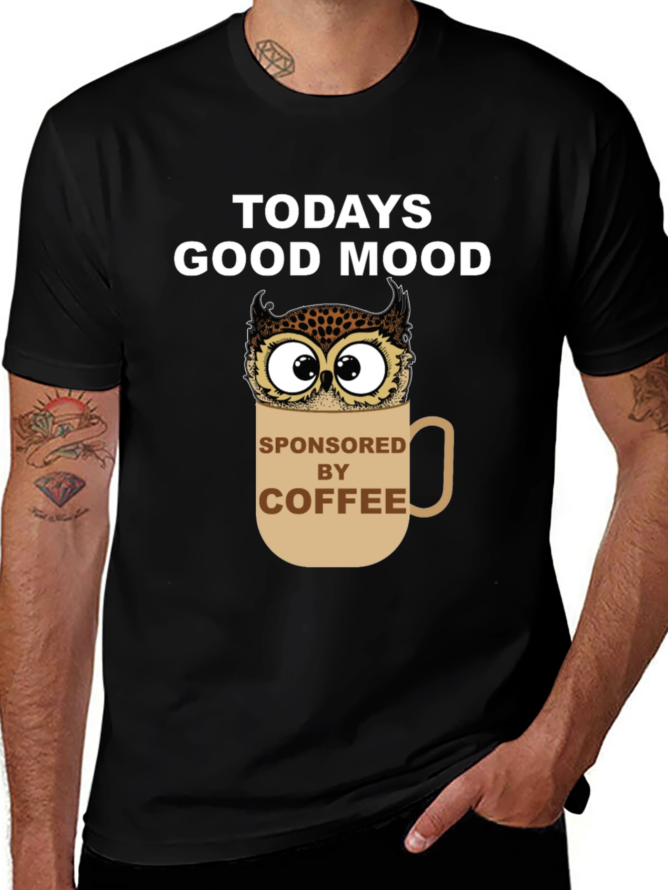 Variant 7 of Today's Good Mood Coffee Owl T-Shirt