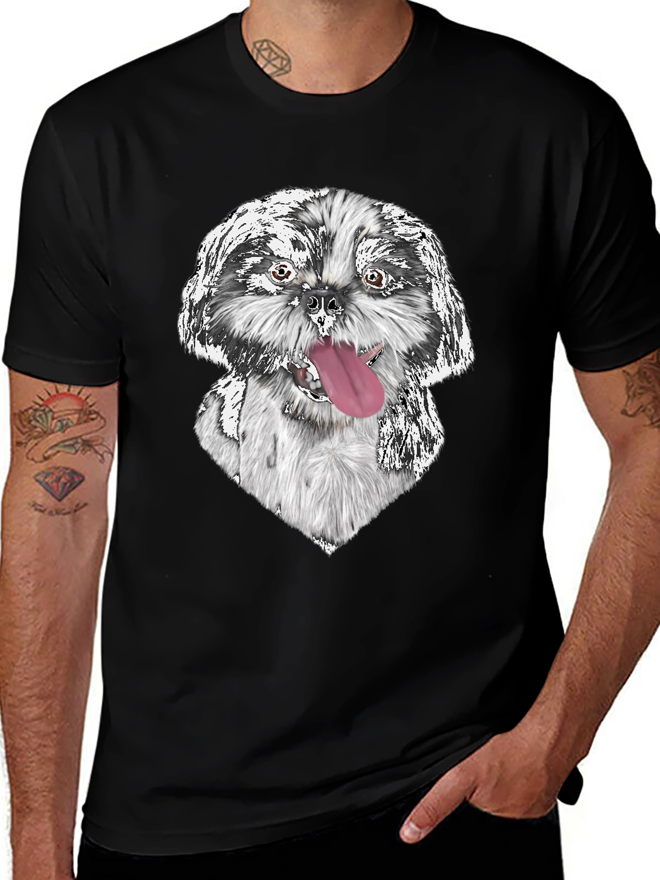 Variant 18 of Dog Graphic Print Black Tee