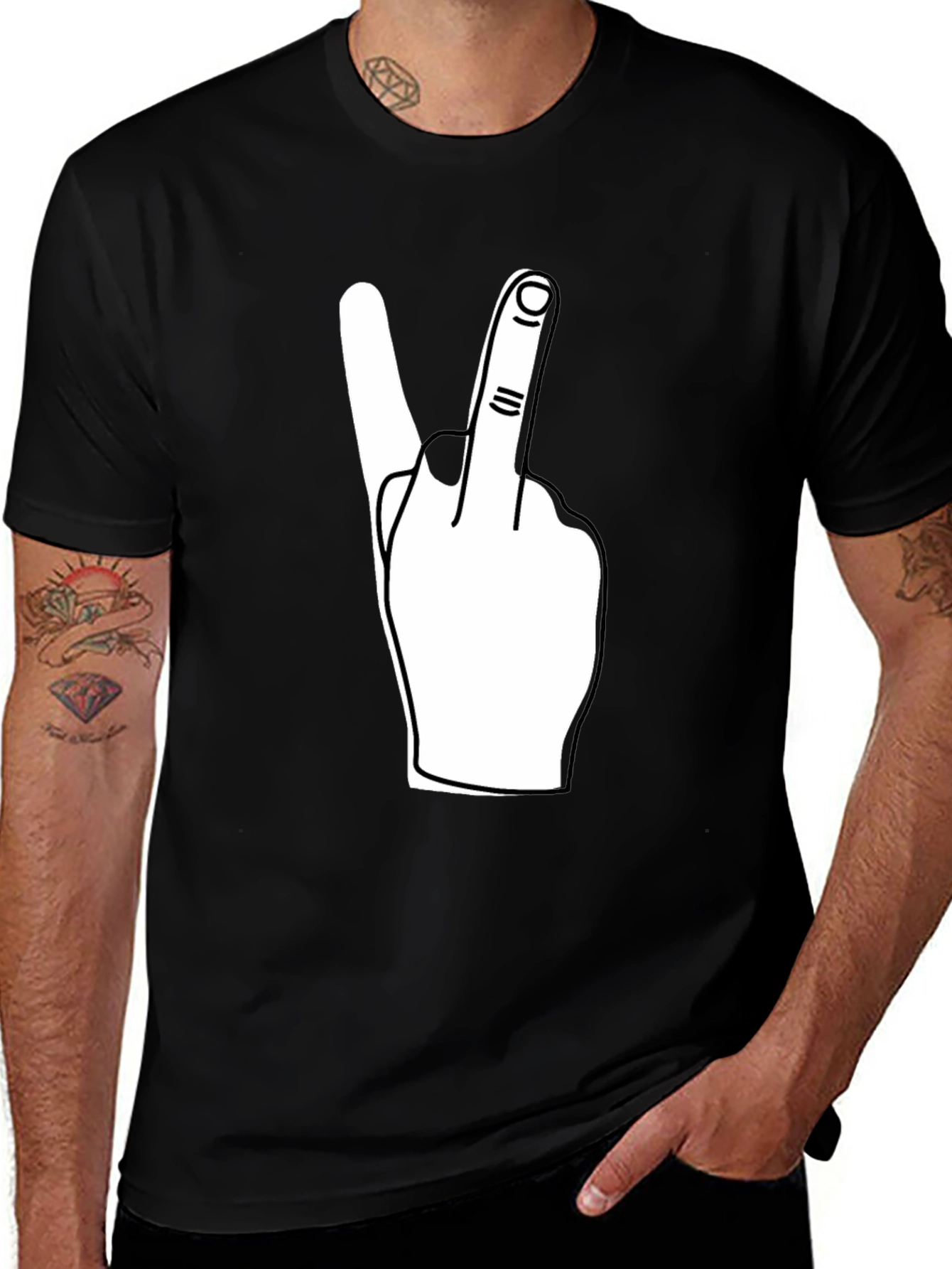 Variant 7 of Humorous Graphic T-Shirt - Finger Gesture Tee