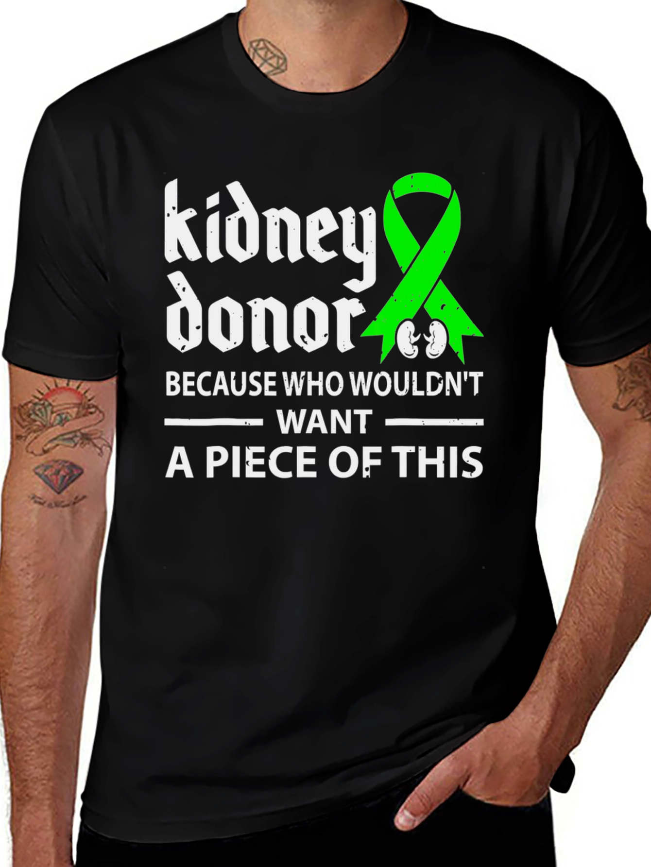 Kidney Donor Awareness T-Shirt - Green Ribbon