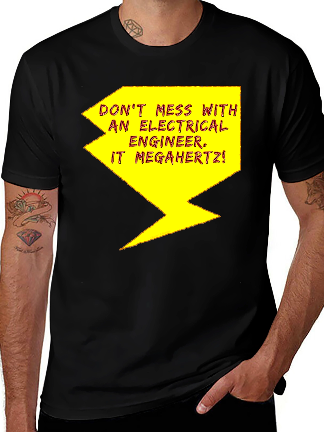 Black Electrical Engineer T-Shirt - Funny Warning Tee main image