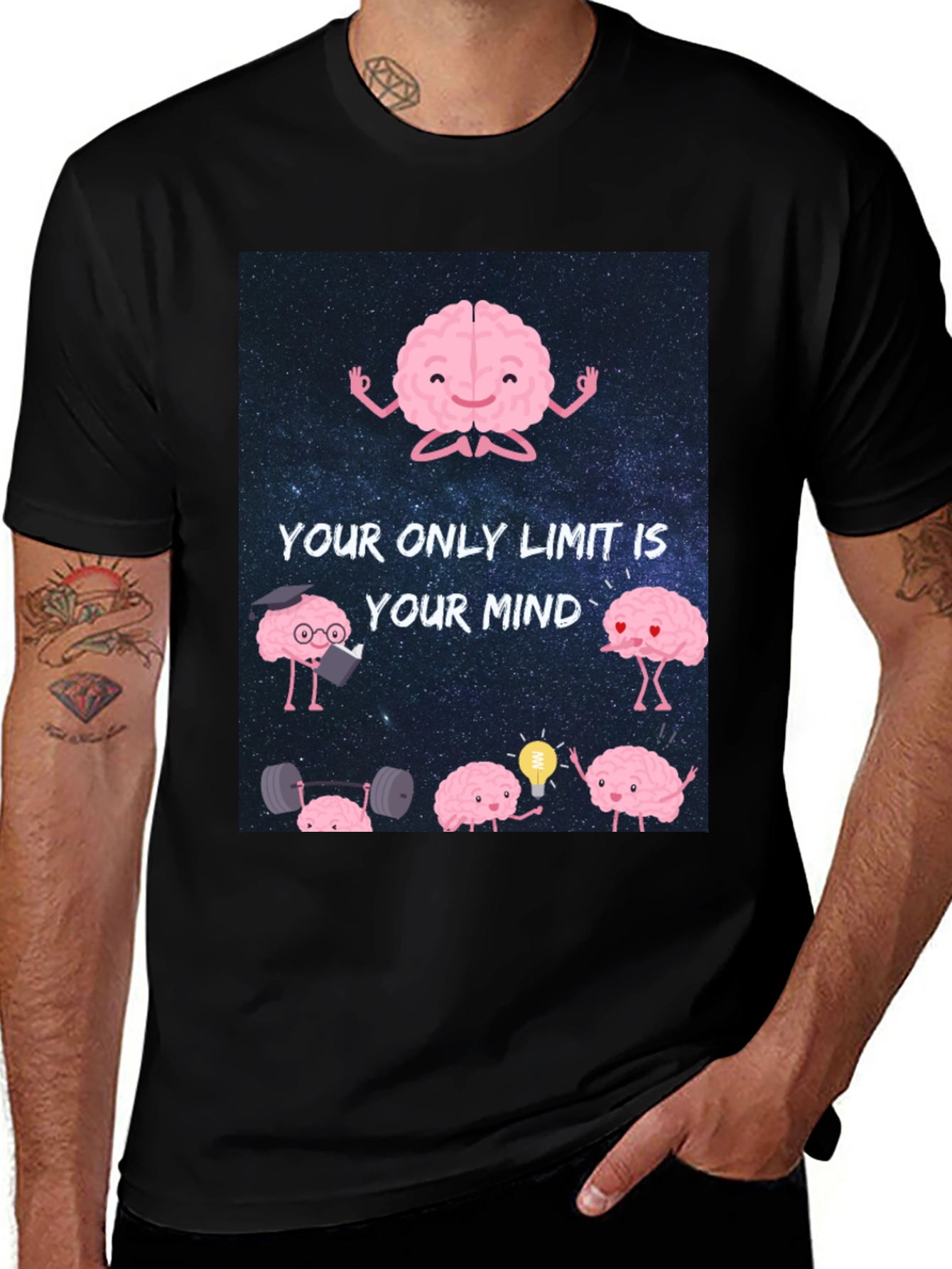 Motivational Brain Graphic Tee - Your Only Limit Is Your Mind