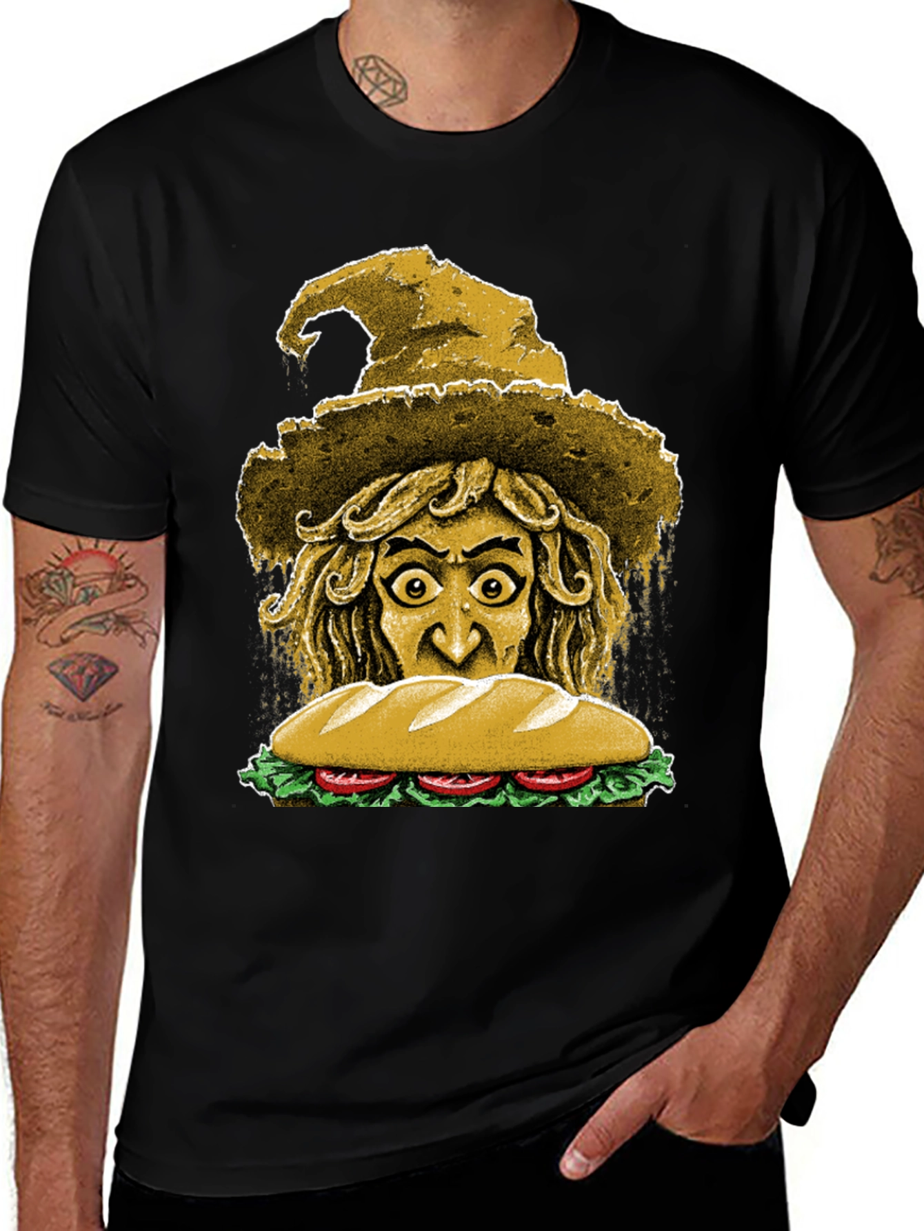 Variant 4 of Sandwich Witch Graphic Tee - Unique Foodie T-Shirt
