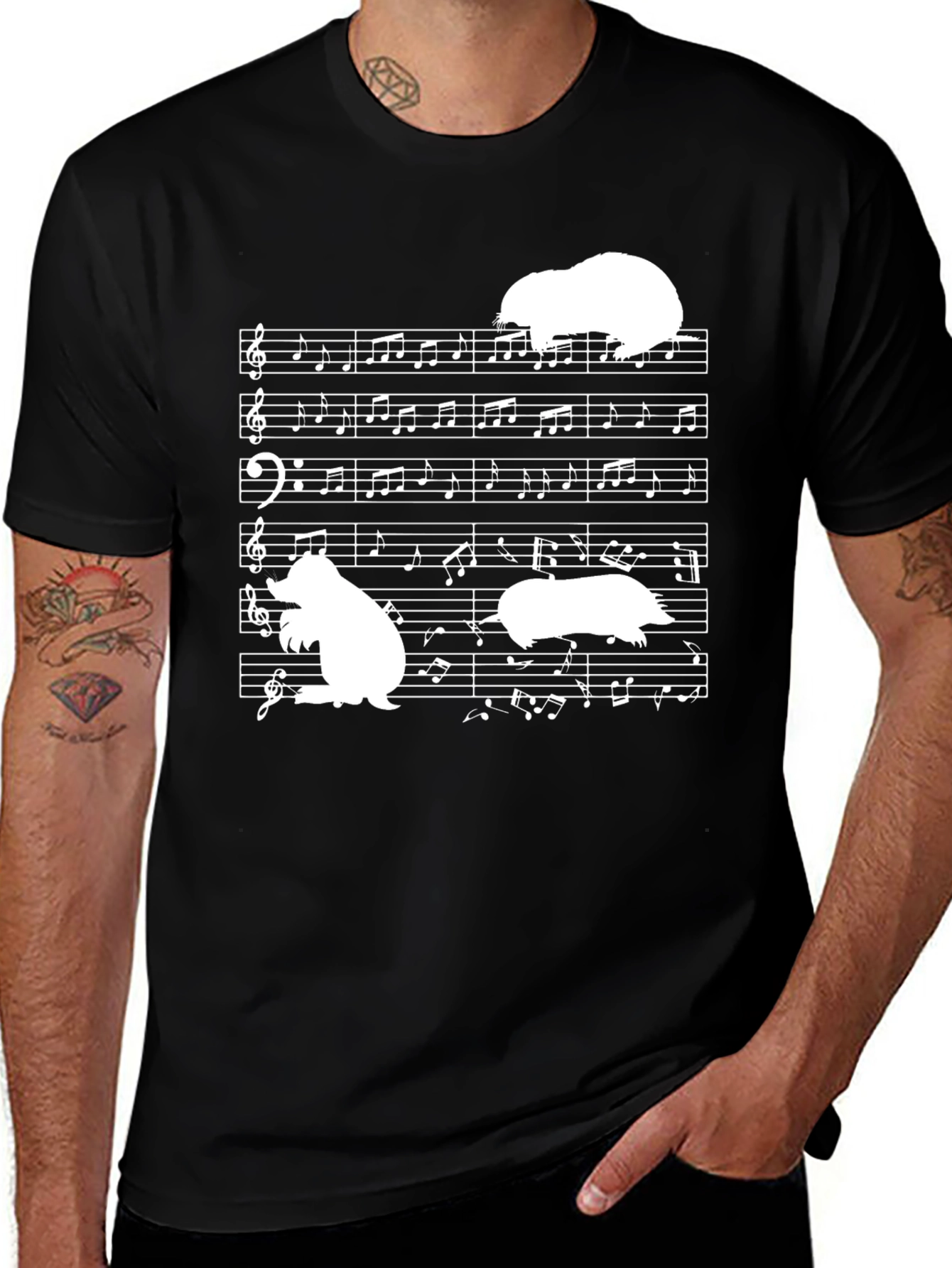 Variant 8 of Musical Mole T-Shirt - Black, Unique Graphic Tee