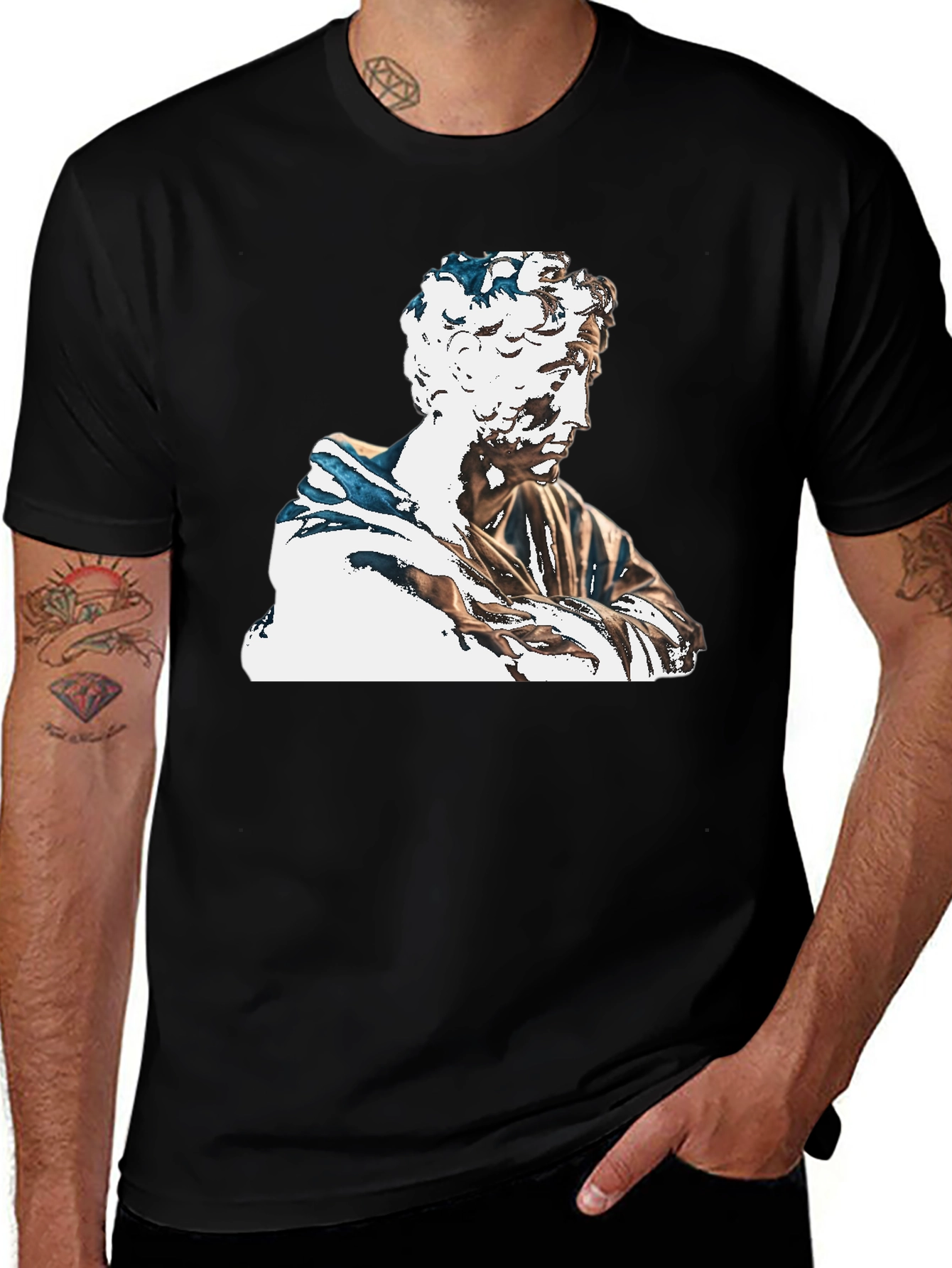 Variant 7 of Statue Graphic Black T-Shirt