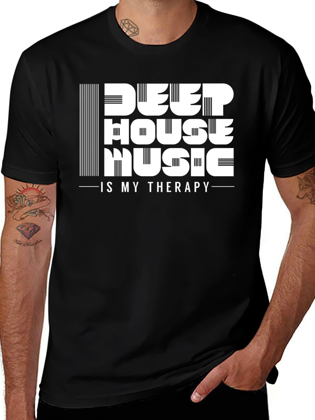 Variant 9 of Deep House Music Therapy T-Shirt - Black