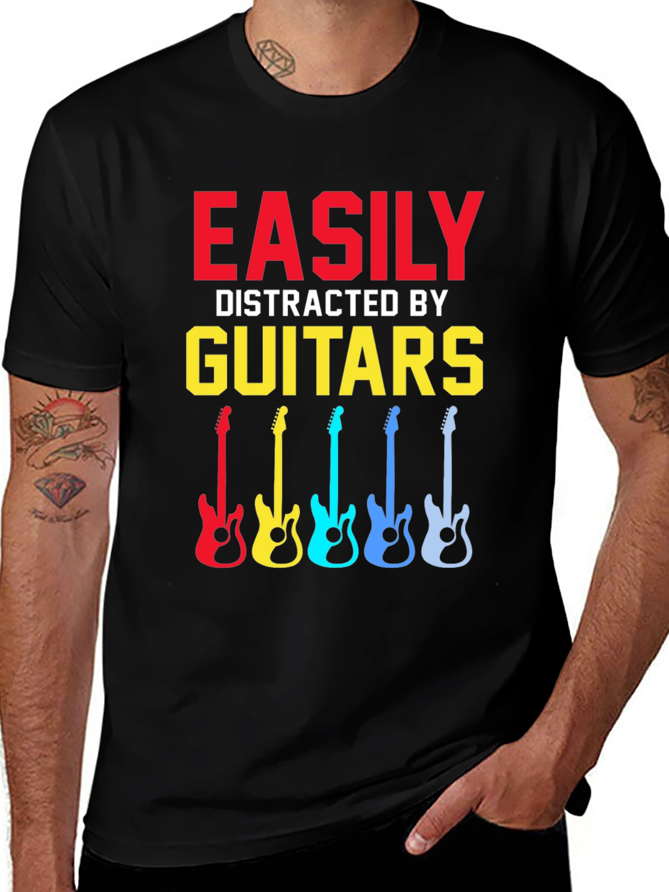 Variant 9 of Easily Distracted By Guitars Graphic T-Shirt