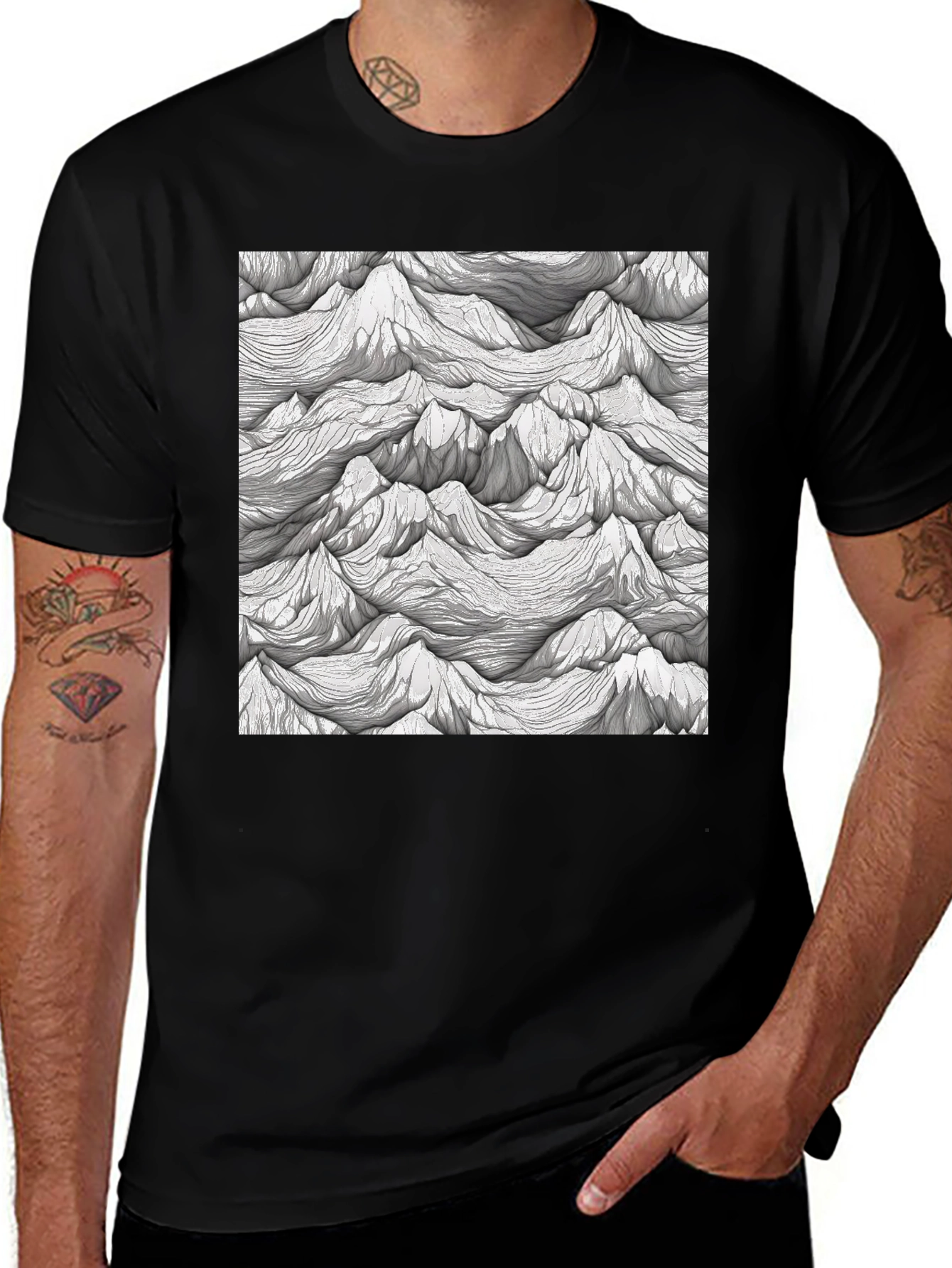 Variant 20 of Abstract Peaks Graphic Tee - Black