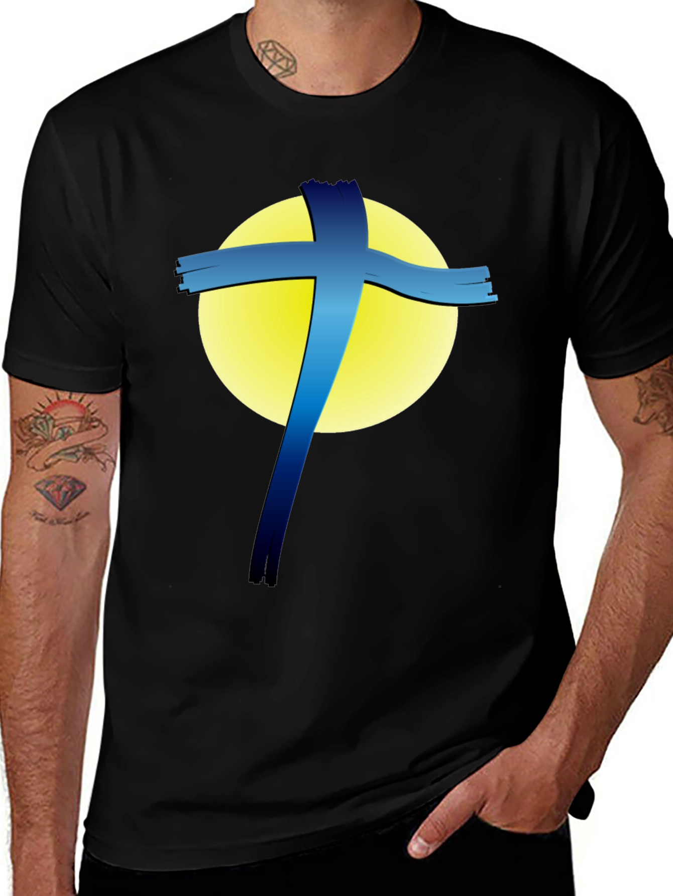 Variant 30 of Abstract Cross Graphic Black T-Shirt