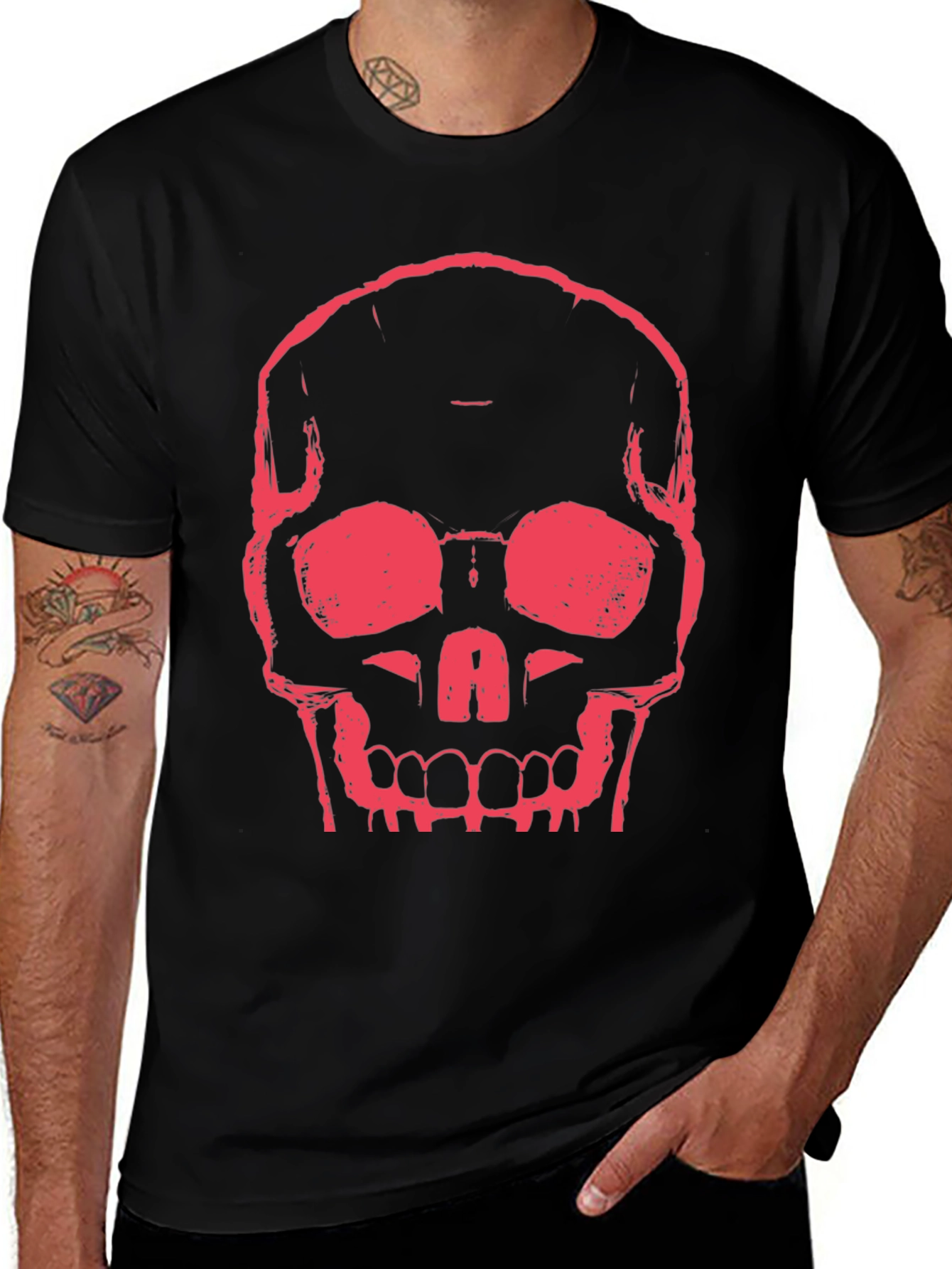 Skull Graphic Print Crew Neck T-Shirt