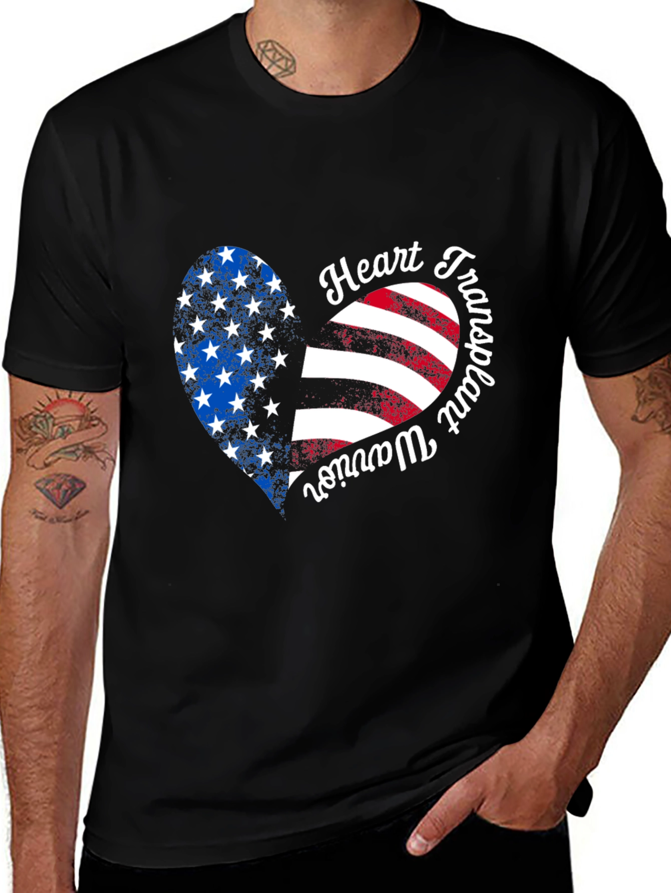 Variant 4 of Heart Transplant Warrior USA Flag Graphic T-Shirt