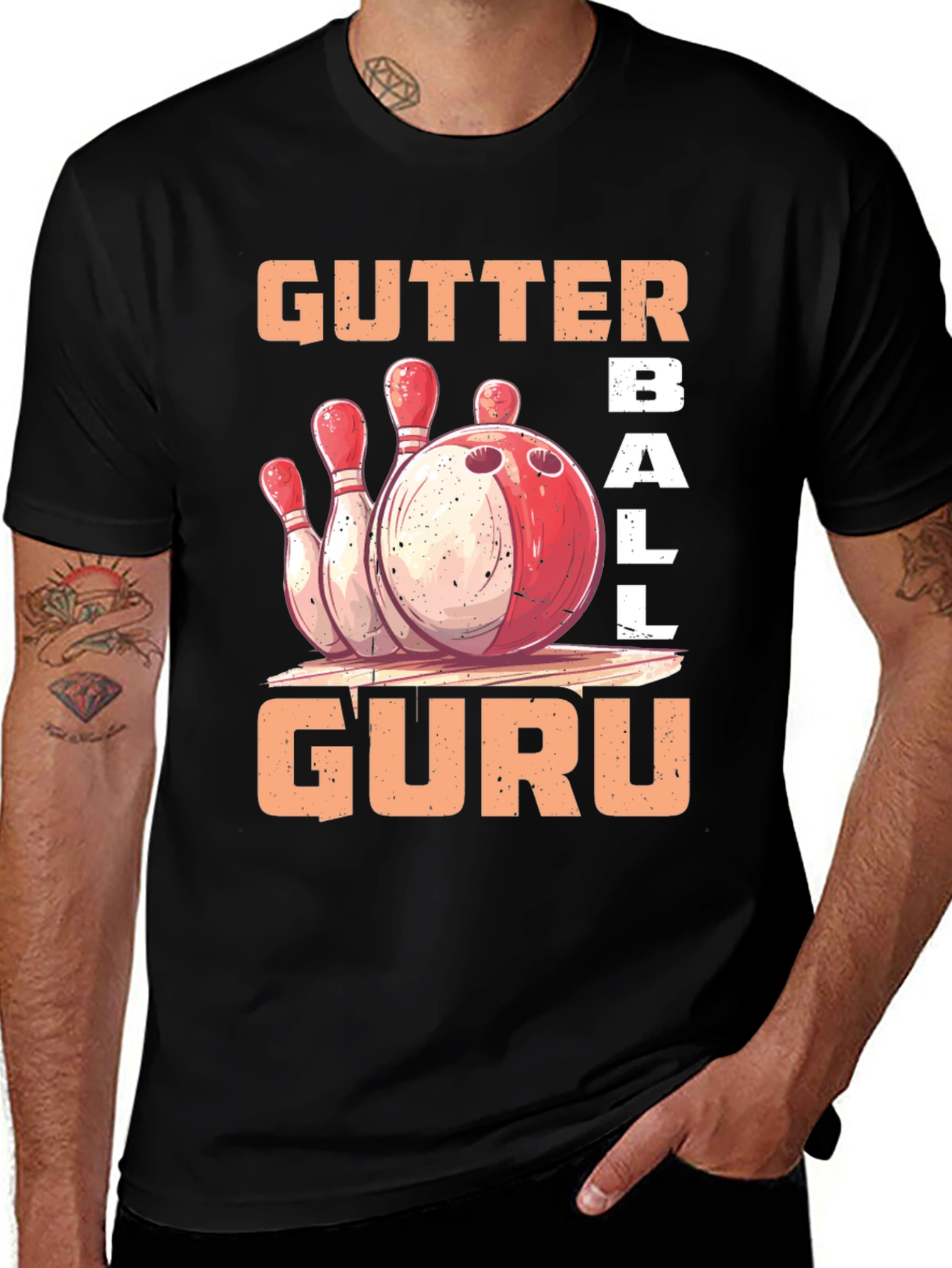 Variant 16 of Gutter Ball Guru Bowling Graphic T-Shirt