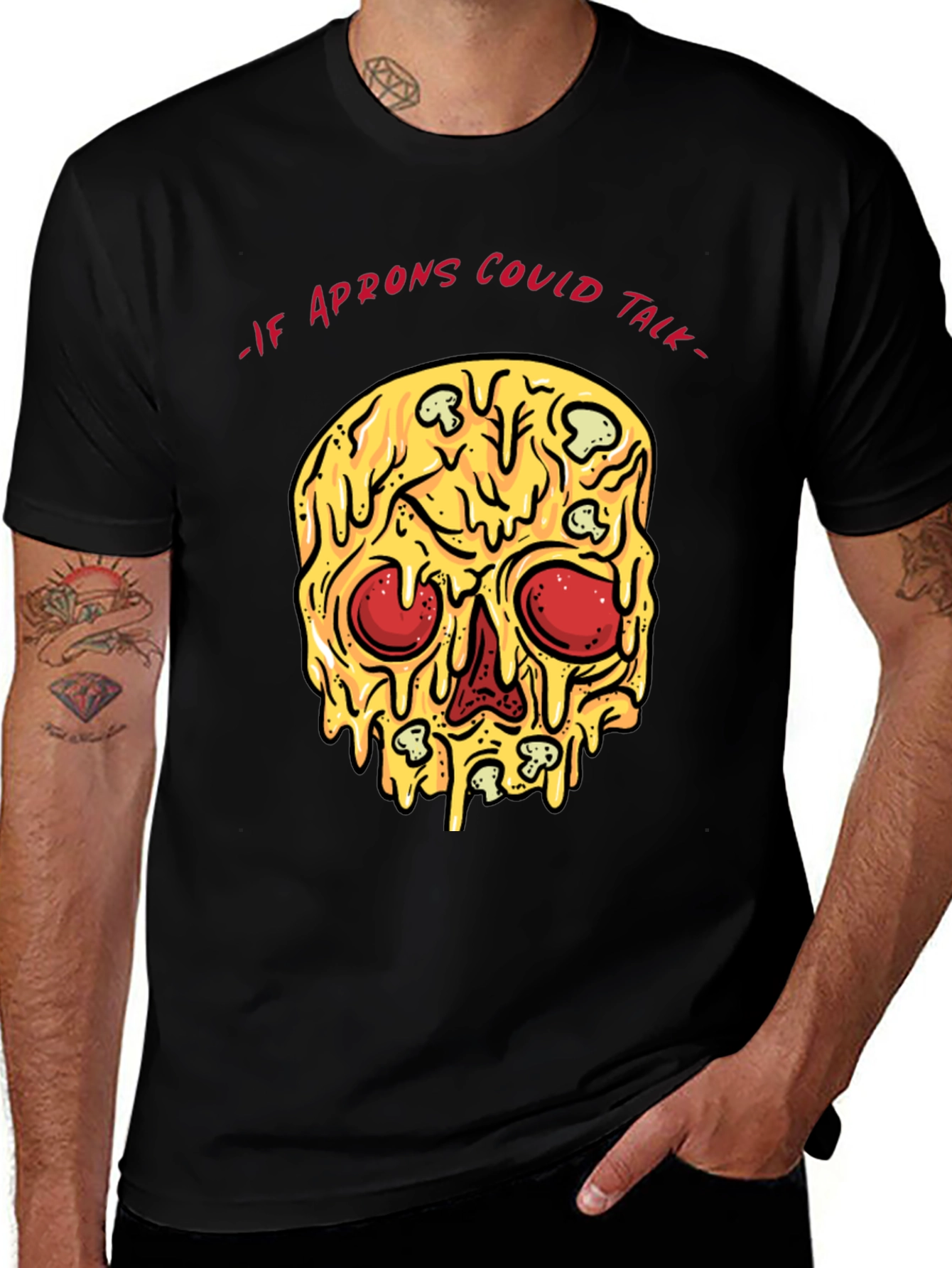 Variant 28 of Pizza Skull T-Shirt - If Aprons Could Talk