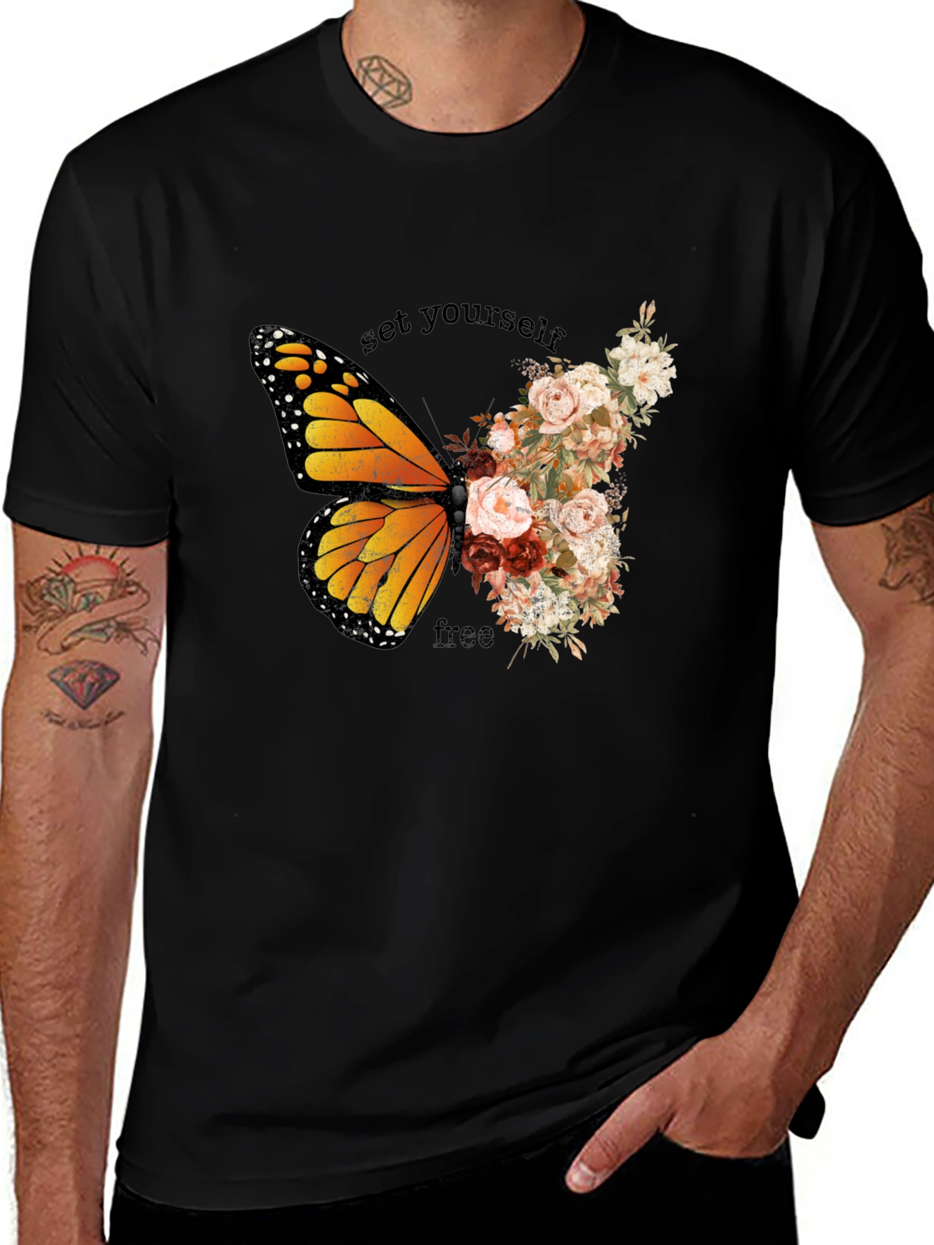 Variant 3 of Butterfly Floral Graphic T-Shirt
