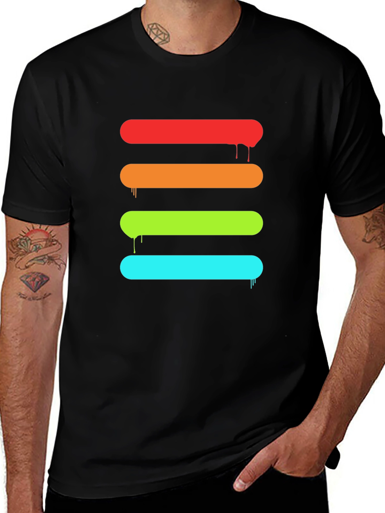 Variant 9 of Modern Drip Stripe Graphic Tee - Stylish Casual Wear