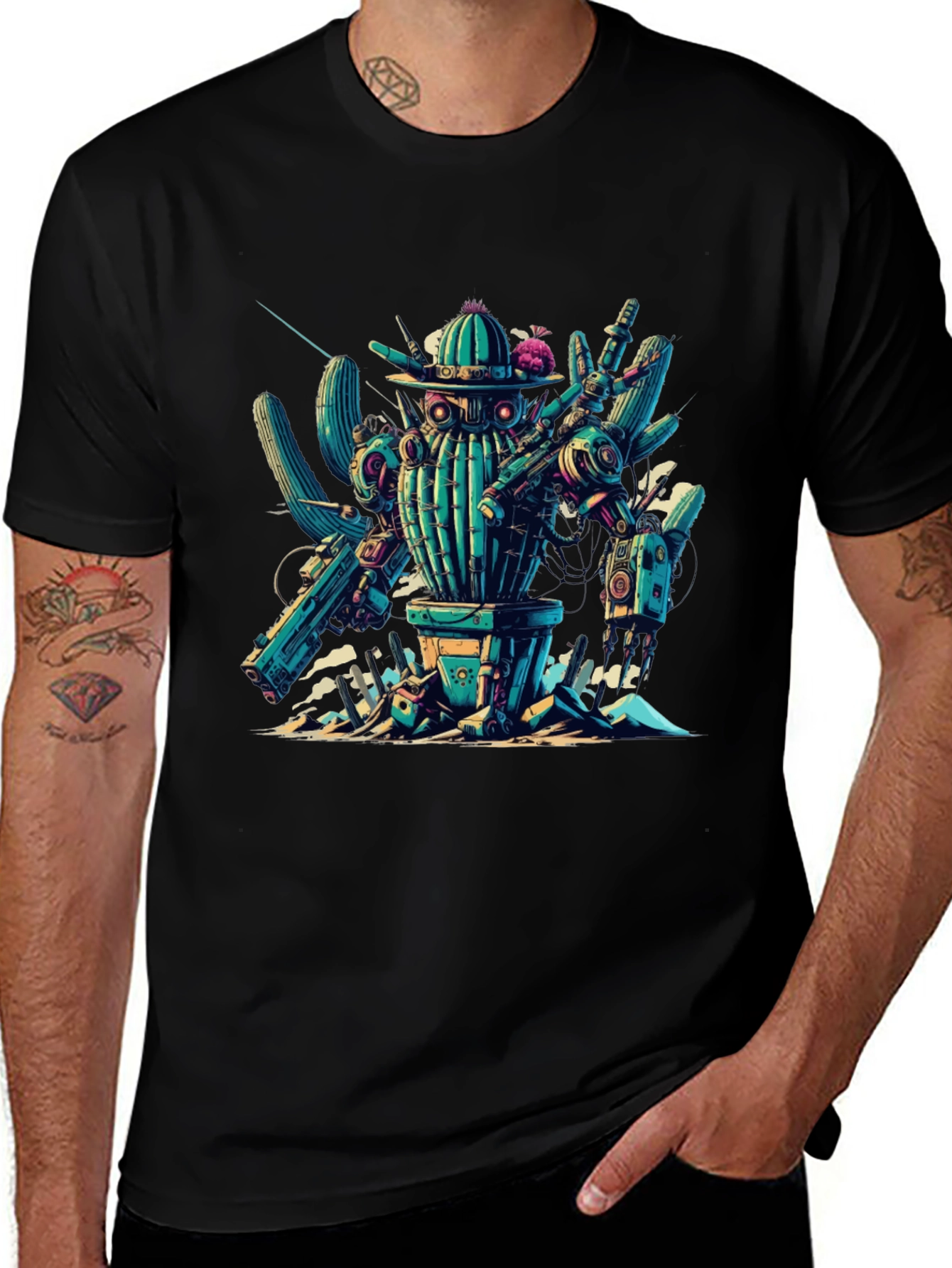 Variant 9 of Cactus Robot Graphic Tee - Unique Design