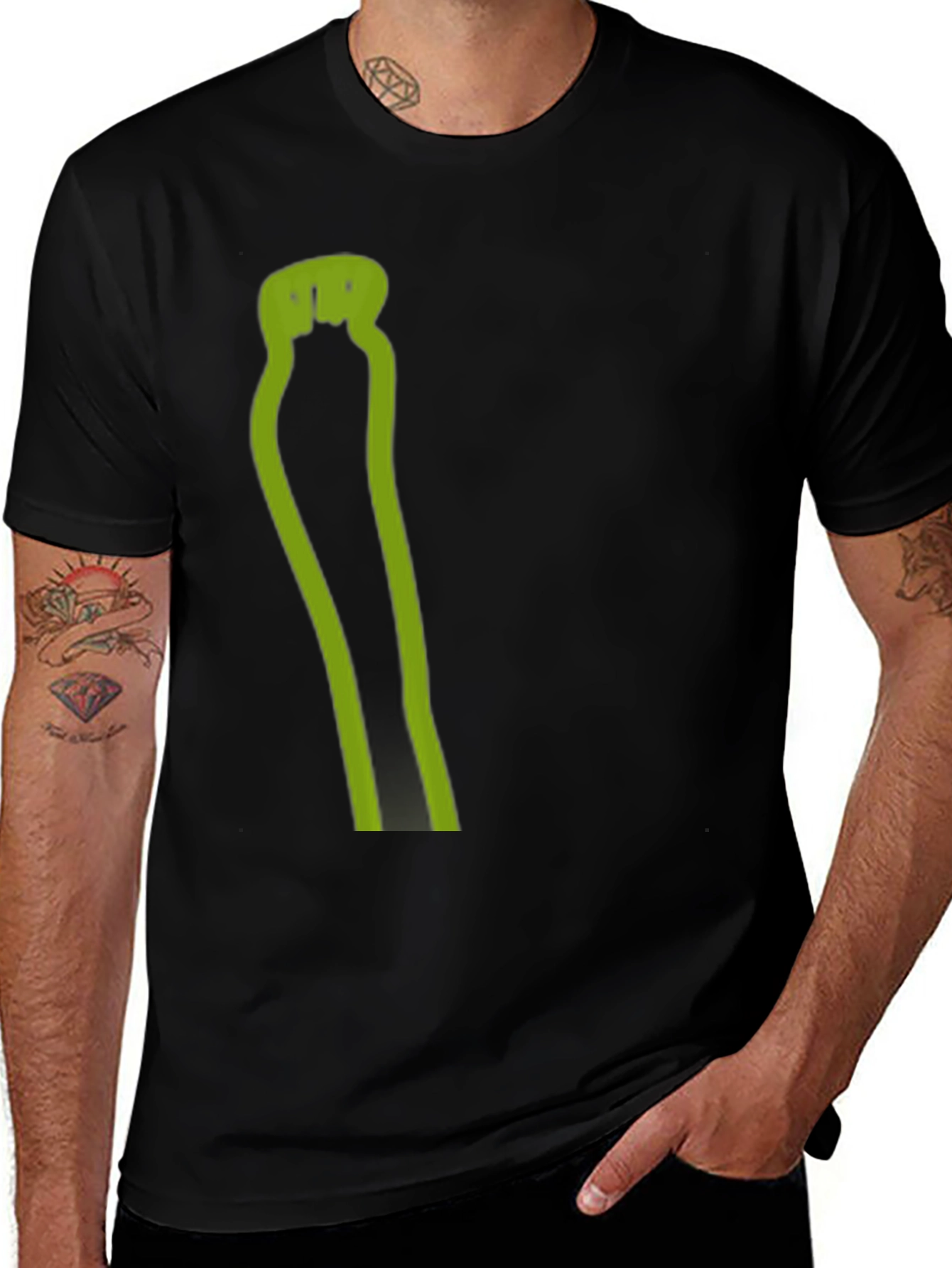 Variant 19 of Men's Black T-Shirt with Green Graphic