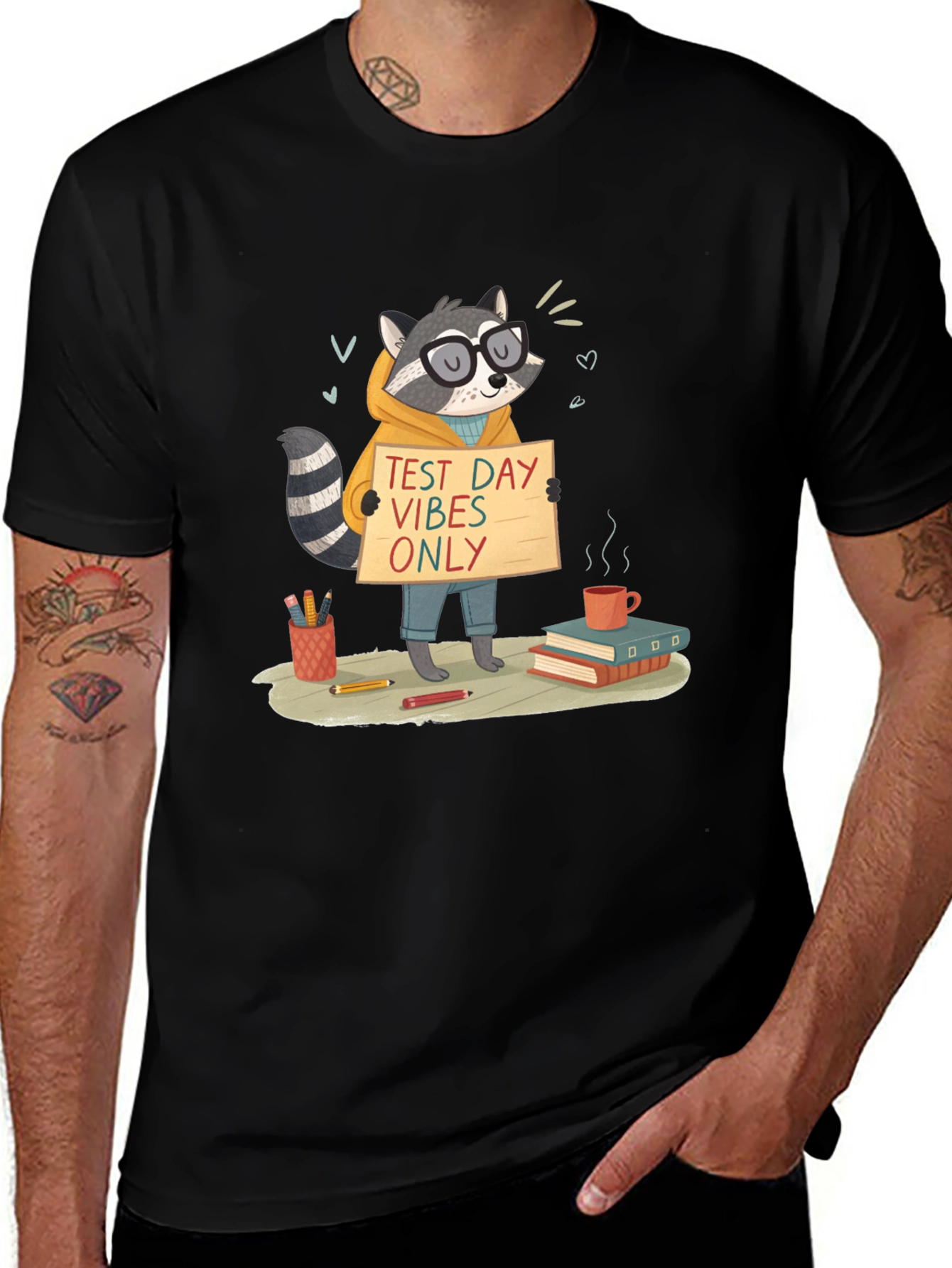Variant 2 of Test Day Vibes Only T-Shirt - Raccoon Student Tee